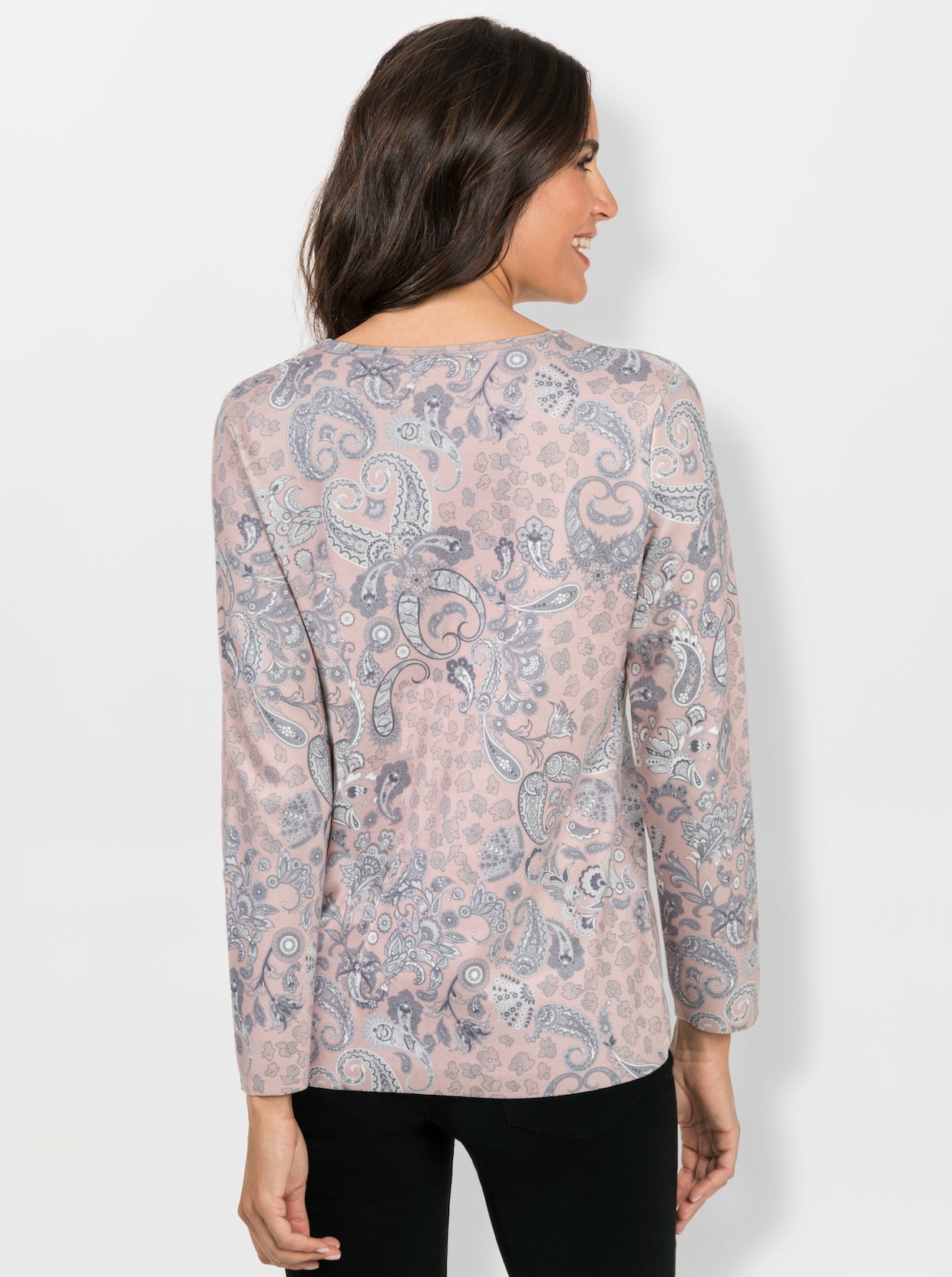 Gebreide pullover - poudre/antraciet bedrukt
