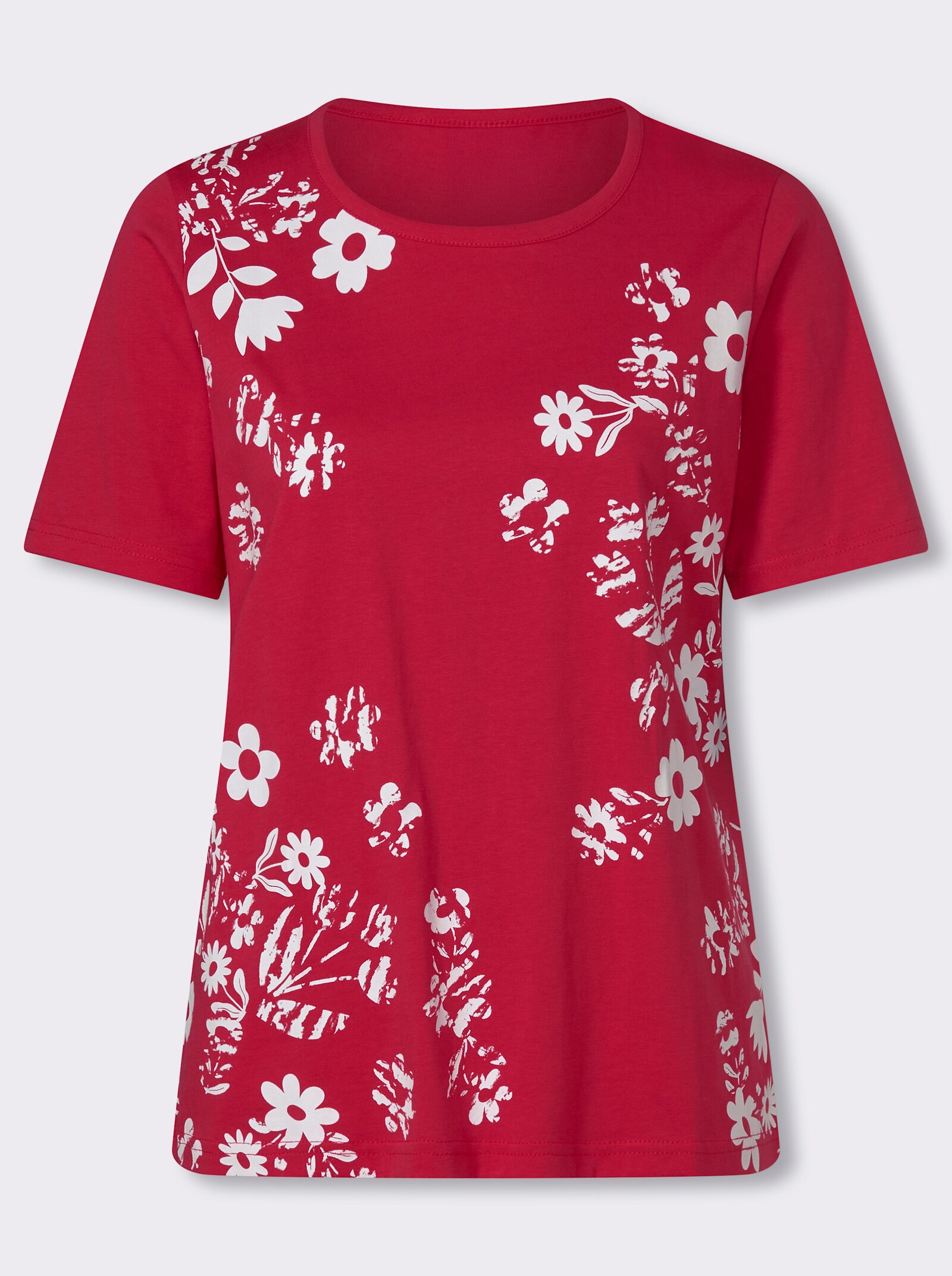 Shirt met korte mouwen en bloemenprint - aardbeienwit