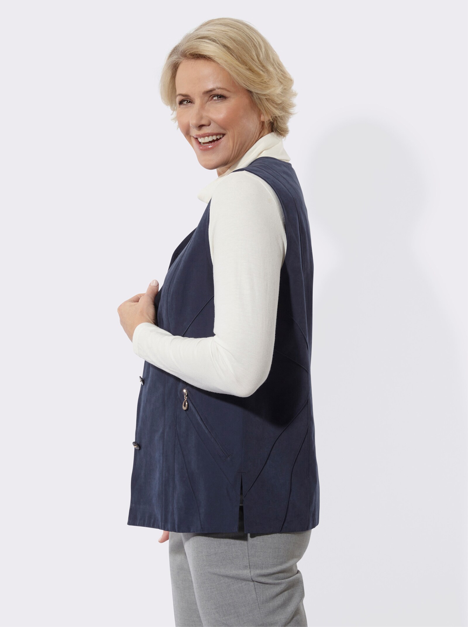 Weste in Micro-Moss-Qualität - marine