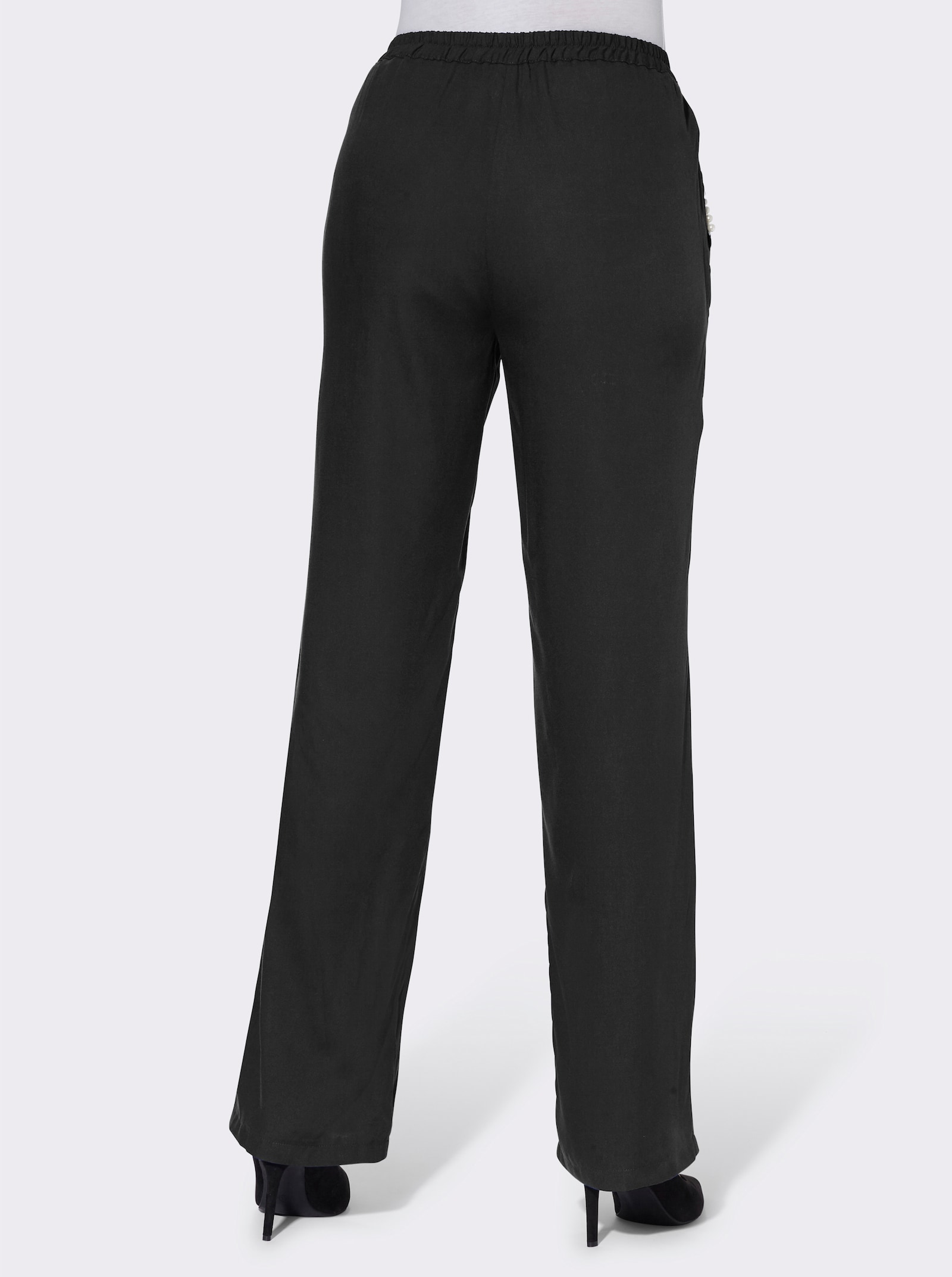 Schlupfhose mit leicht ausgestelltem Bein - schwarz