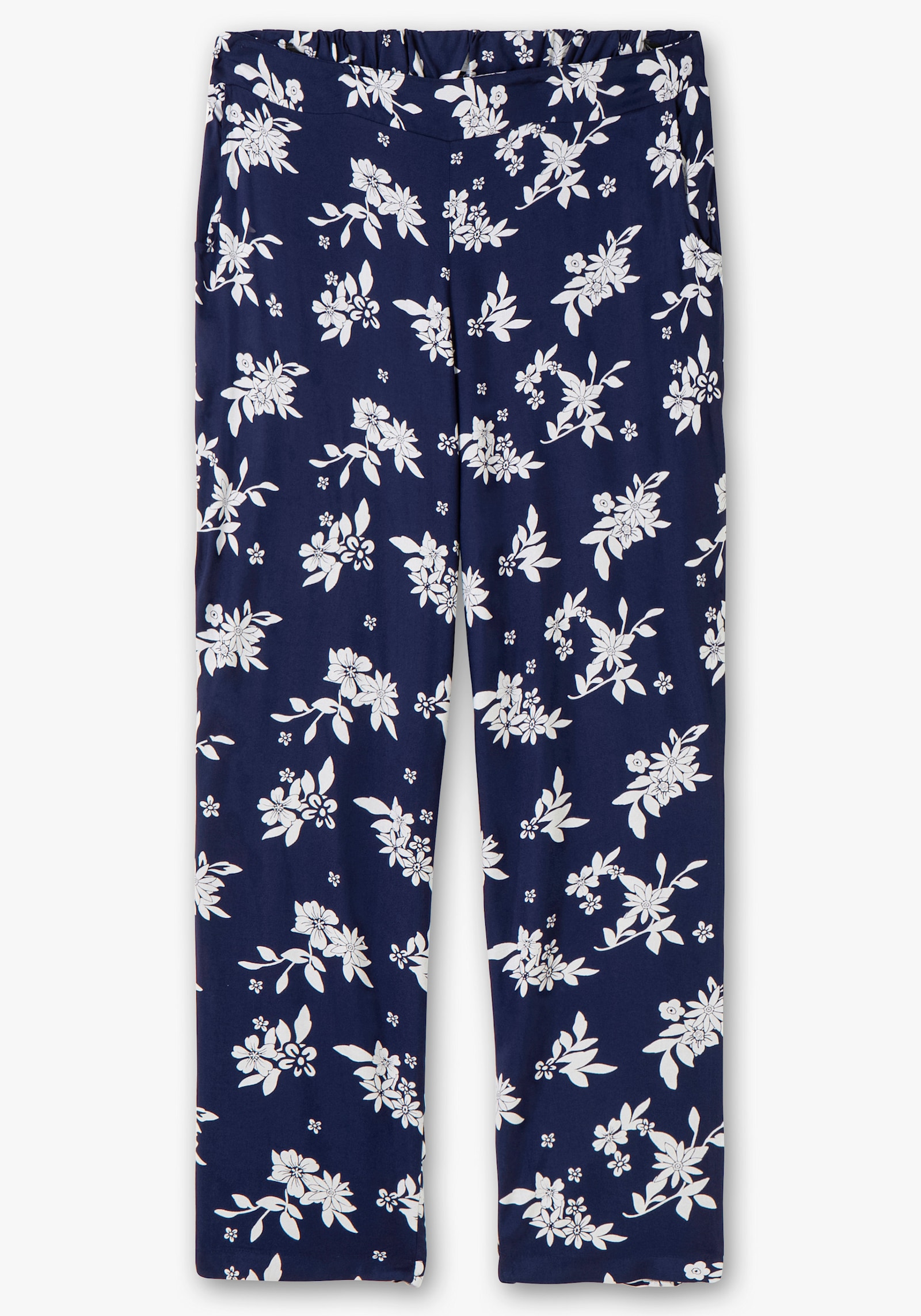 Hose floral bedruckt - nachtblau-weiß-bedruckt