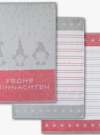  Geschirrtücher - rot-grau-gemustert