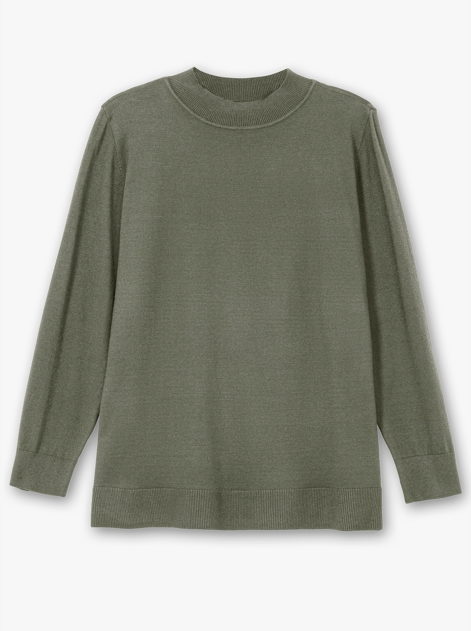 sheego Feinstrickpullover mit Stehkragen - khaki