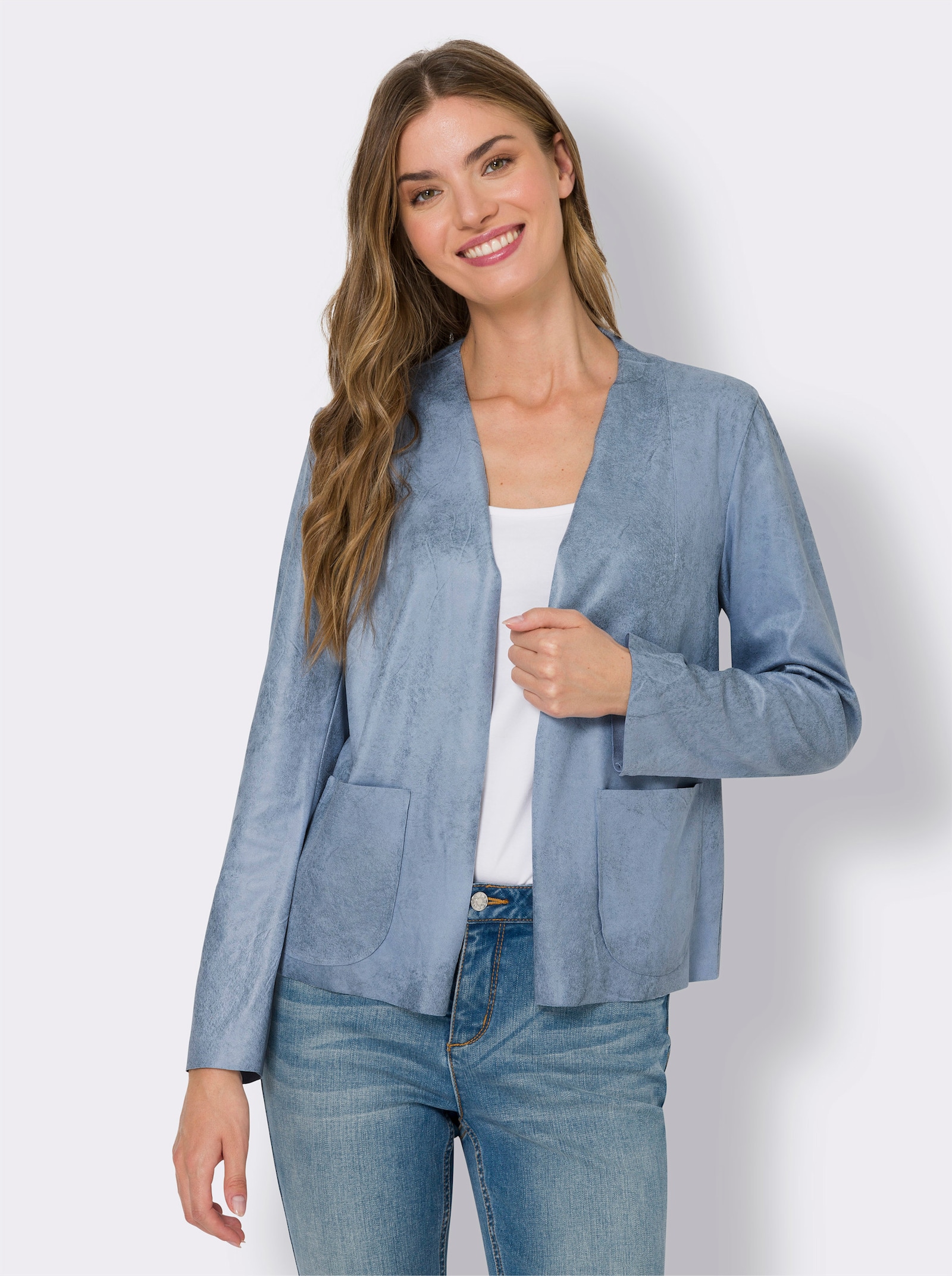 heine Lederimitat-Blazer mit Farbeffekt - bleu