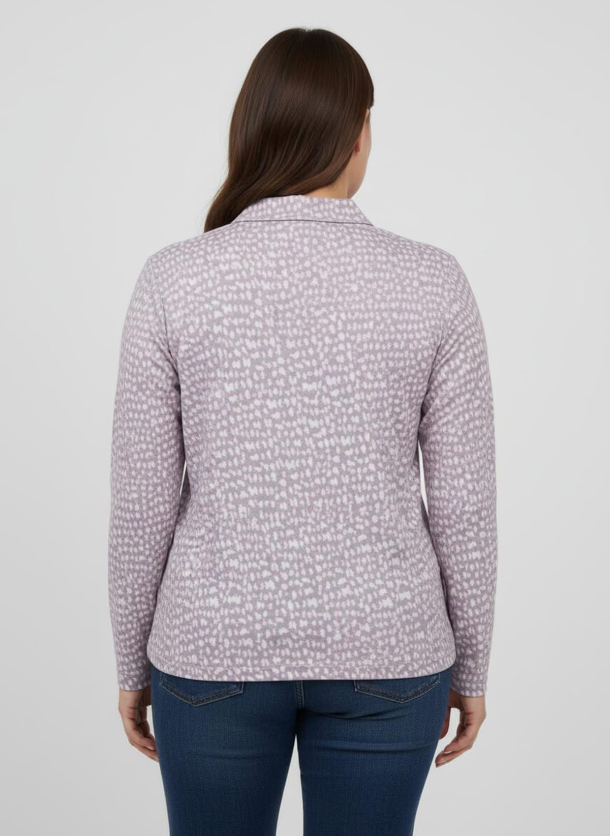 Poloshirt mit Knopfleiste - hortensie-steingrau-bedruckt