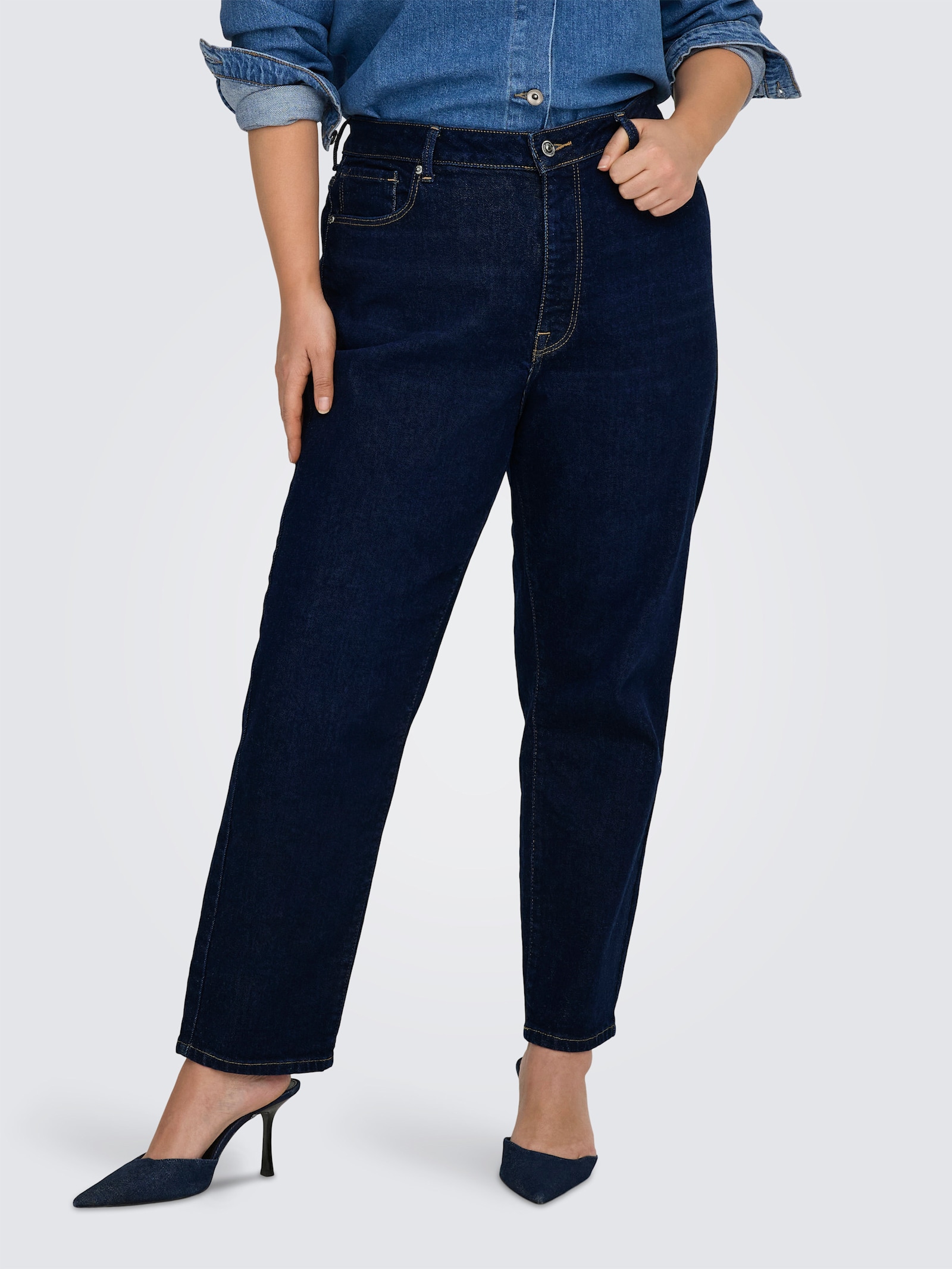 ONLY CARMAKOMA Straight-Jeans - dark blue denim detail:rinse