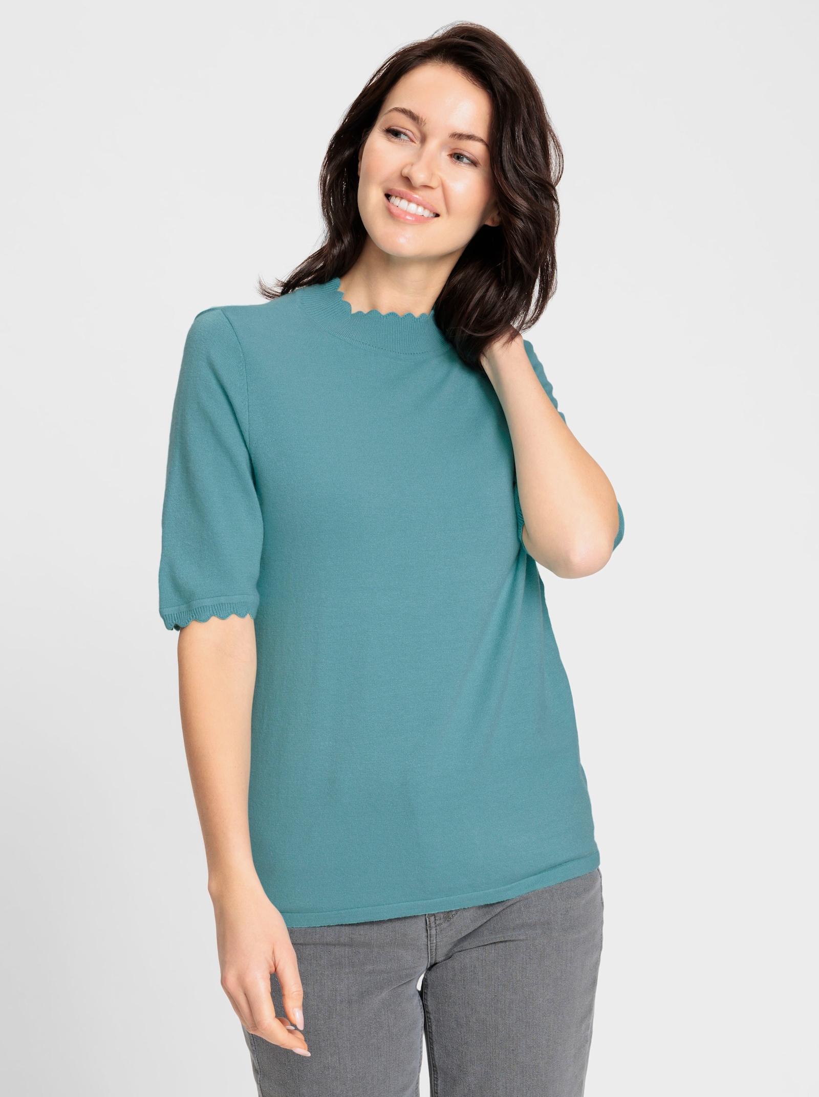 Kurzarmpullover mit Wellenkanten - ozean