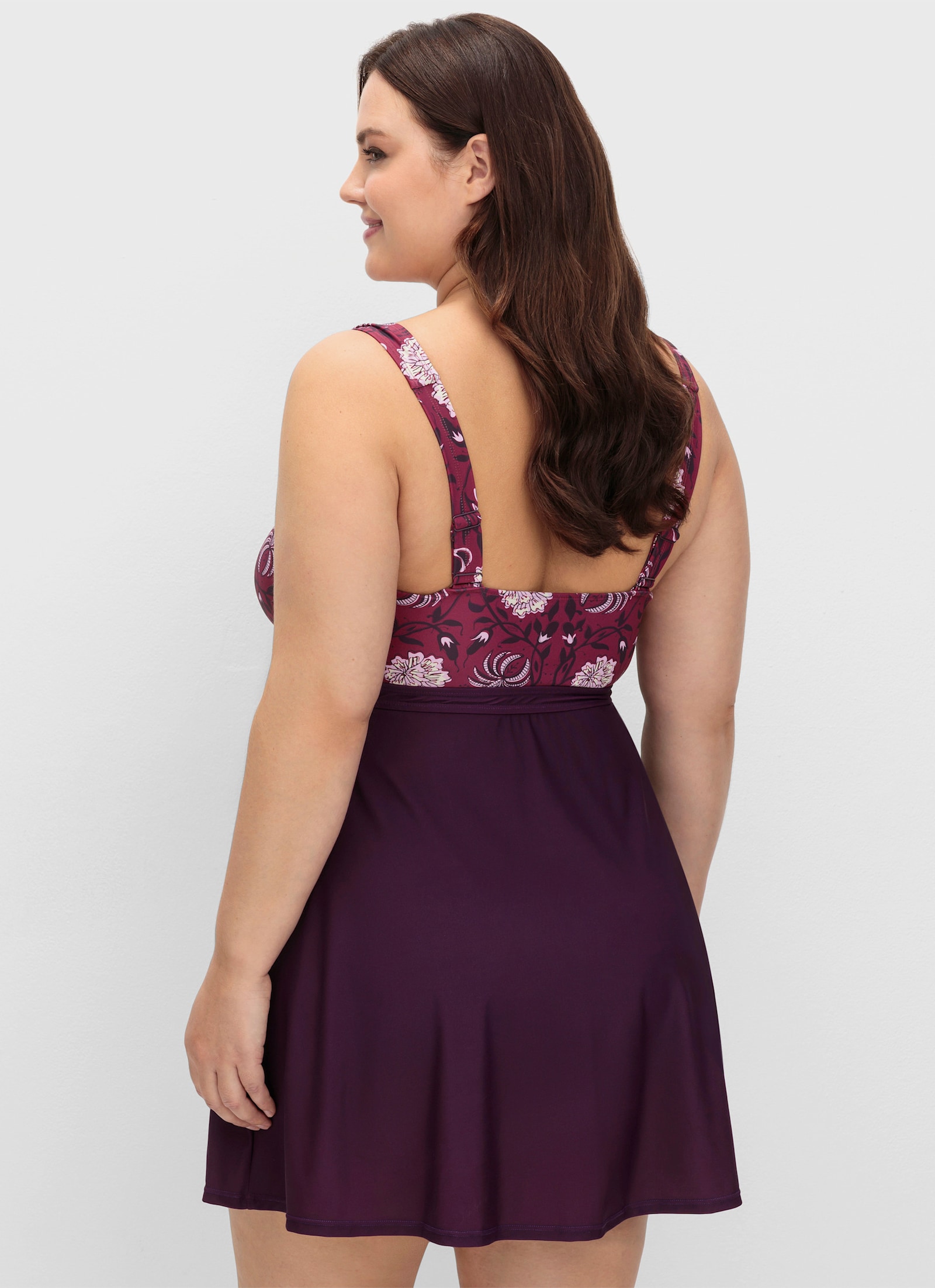 sheego by Joe Browns Tankini-Oberteil mit breiten Trägern - beere-gemustert