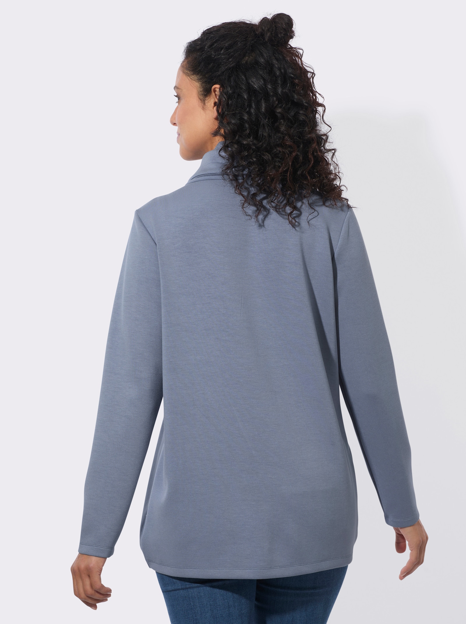  Longshirt in Wickel-Optik - taubenblau