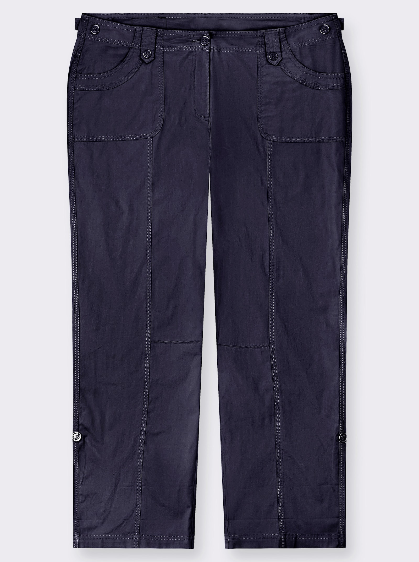 Baumwollhose mit krempelbaren Beinen - marine