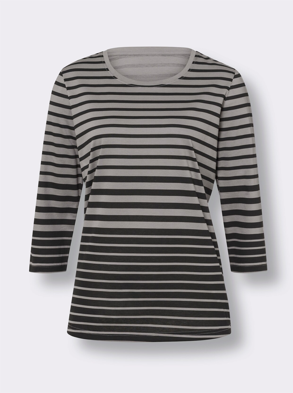 Streepjesshirt - grijs gemêleerd/zwart gestreept