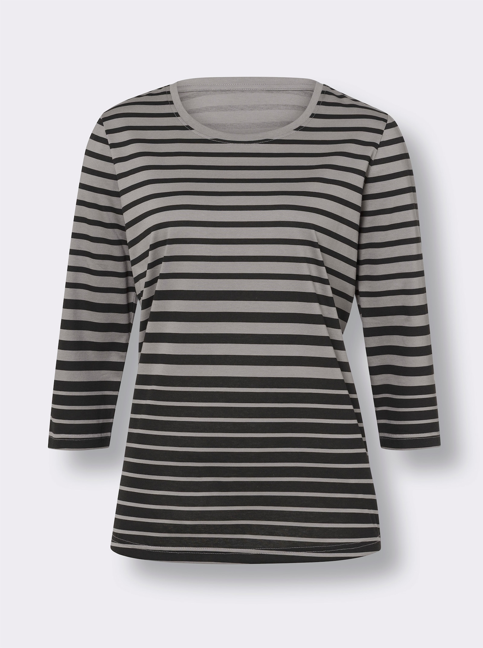 Gestreept shirt met 3/4-mouwen - grijs gemêleerd/zwart gestreept