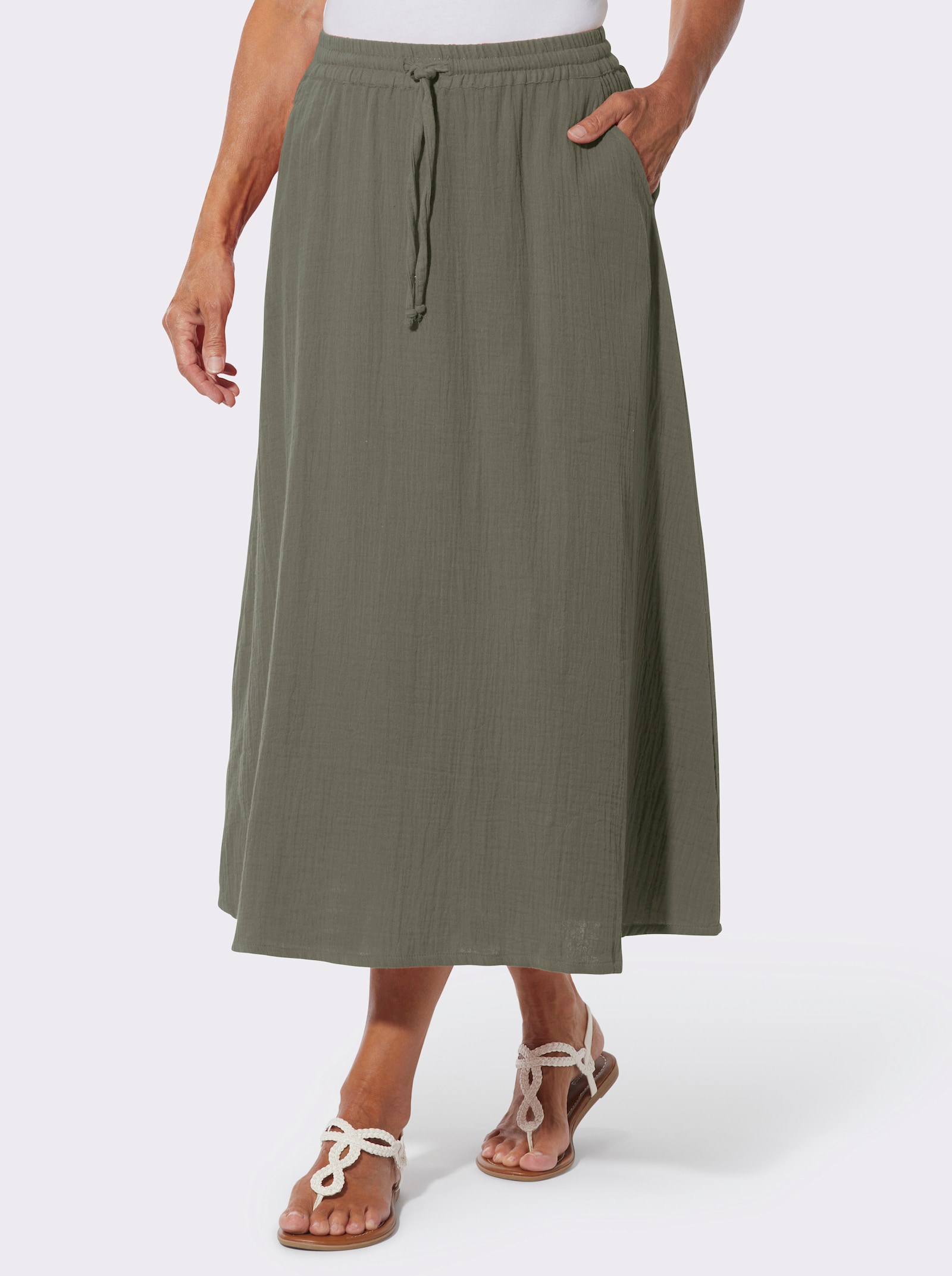 Schlupfrock mit seitlichen Taschen - khaki
