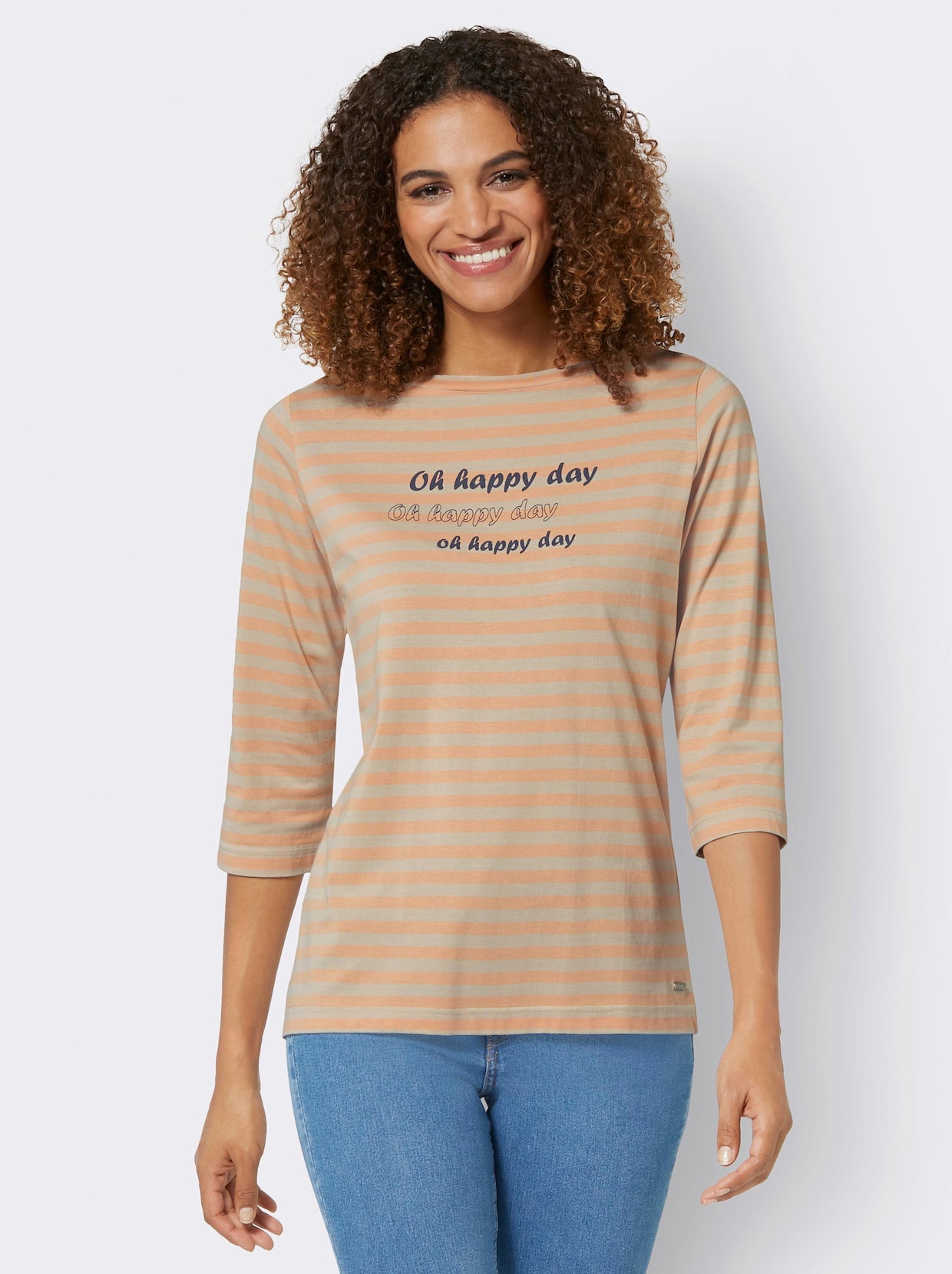 Gestreept shirt - apricot/zand gestreept