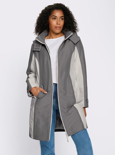 Funktionsmantel mit abnehmbarer Kapuze - anthrazit-hellgrau