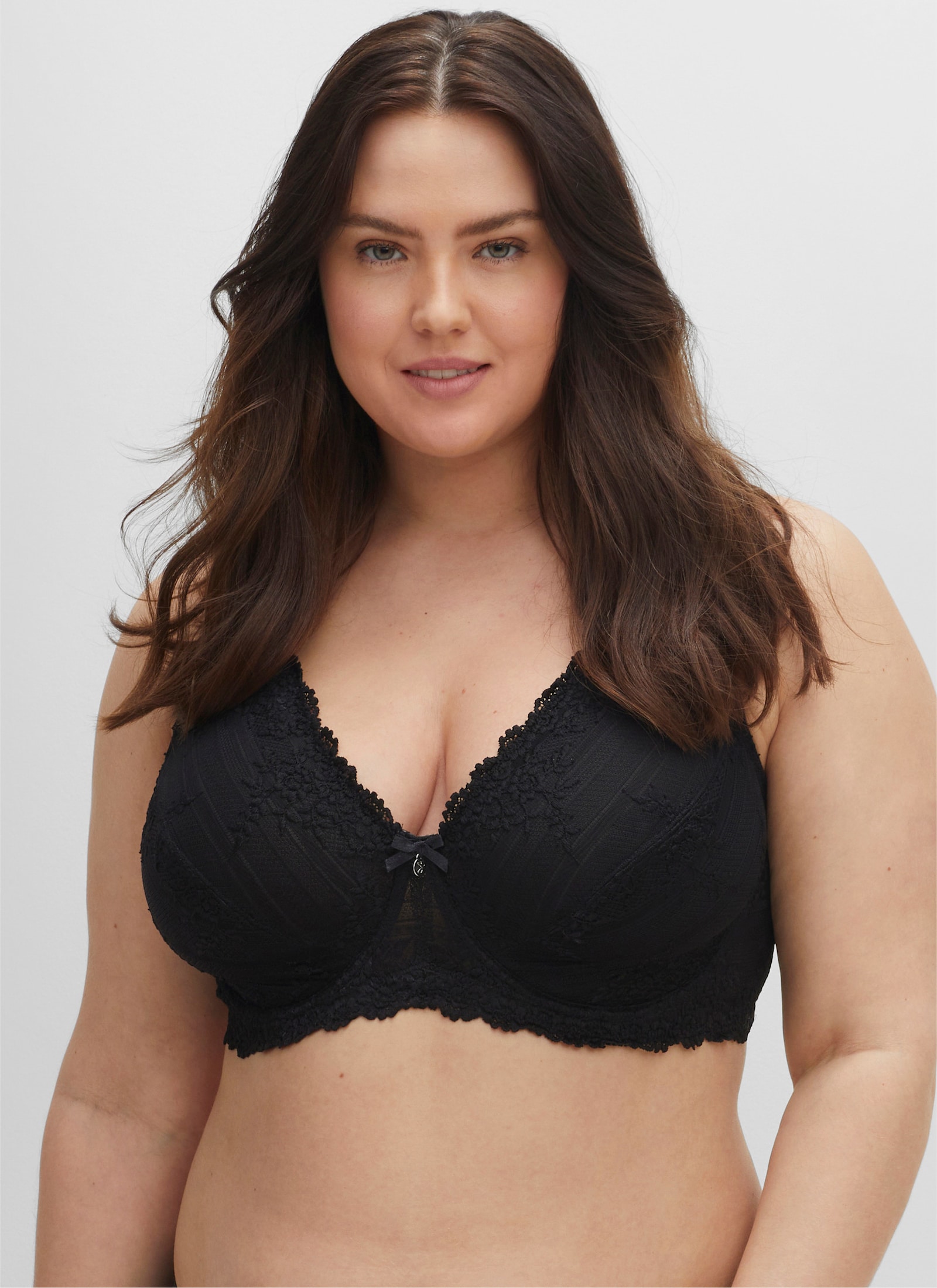 sheego Bügel-BH mit Spitze - schwarz