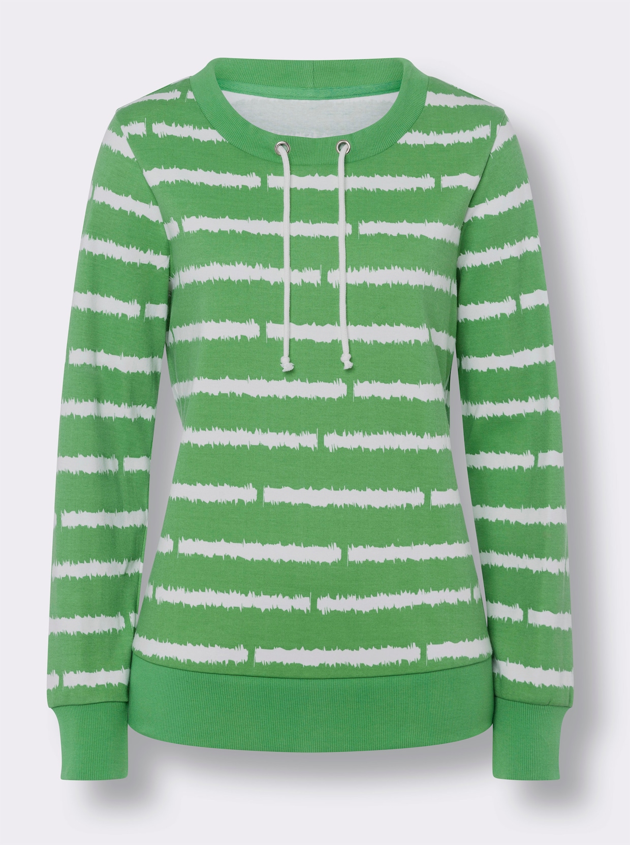 Sweatshirt - apfel-weiss-geringelt