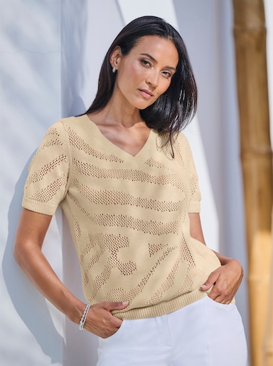heine Ajourpullover mit aufwendigem Muster - sand
