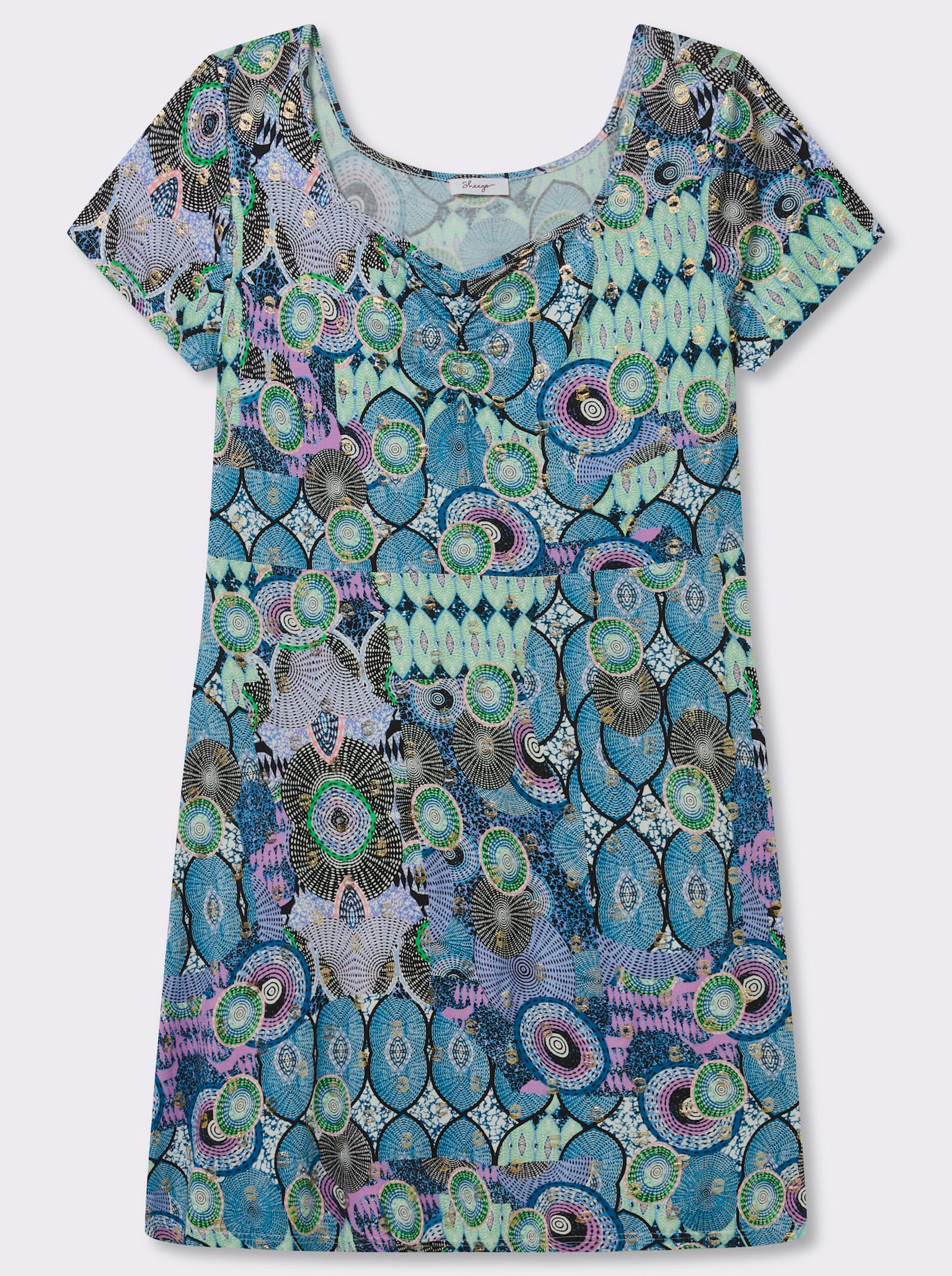 sheego by Joe Browns Jerseykleid mit herzförmigem Ausschnitt - topas-orchidee-bedruckt