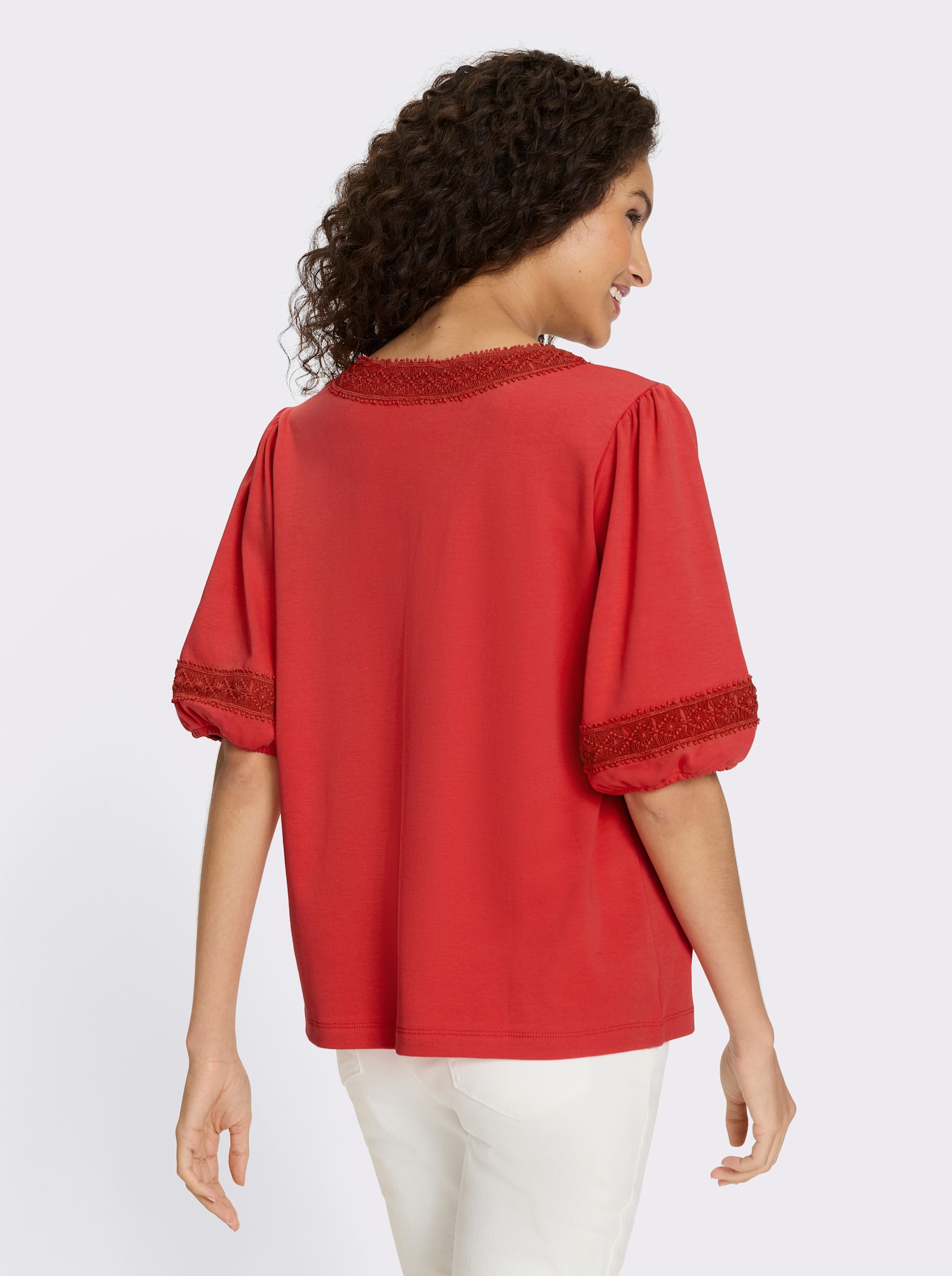 heine Shirt mit Spitze - erdbeere