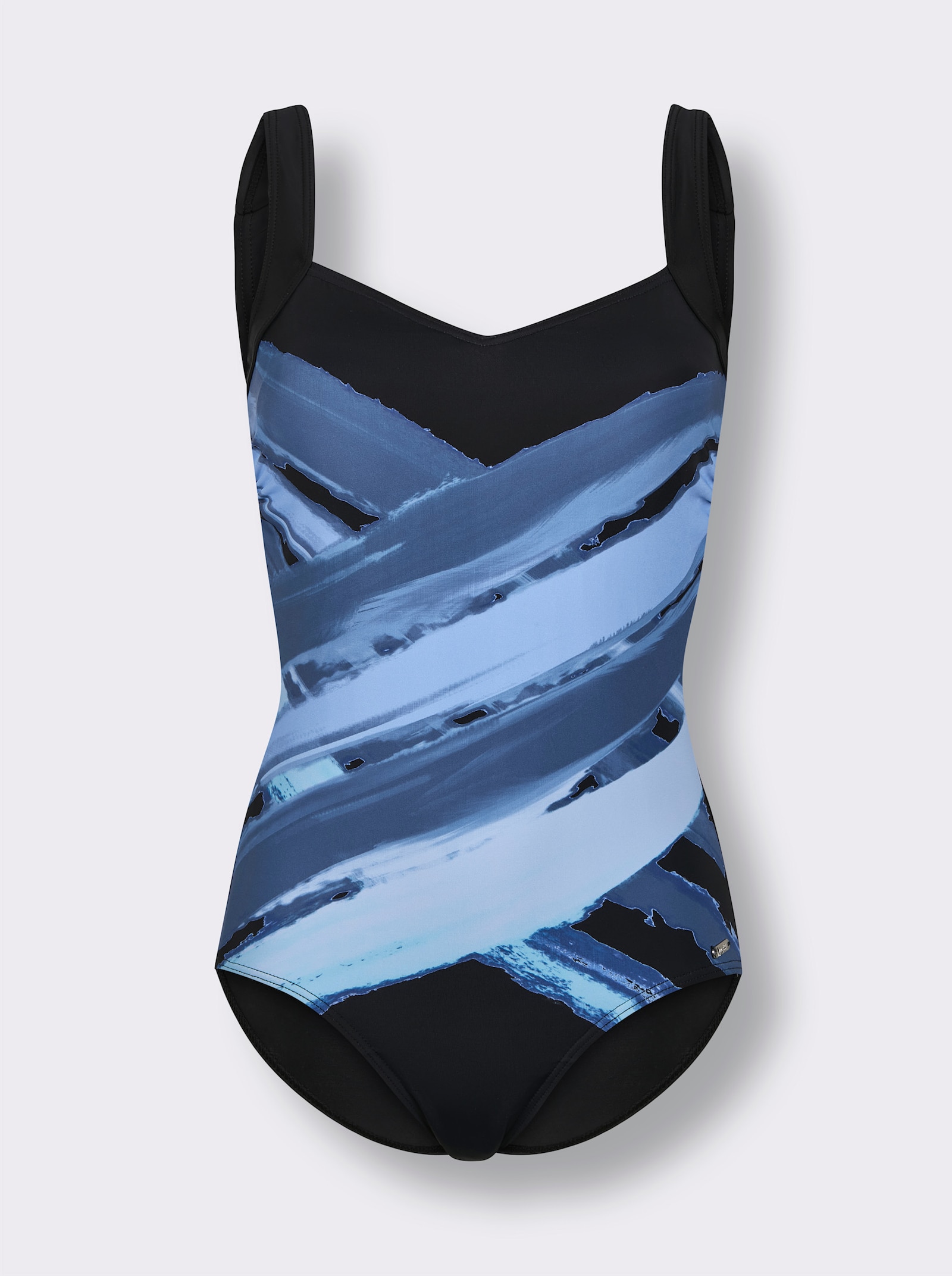 feel good Badpak met opvallend dessin - zwart/jeansblauw