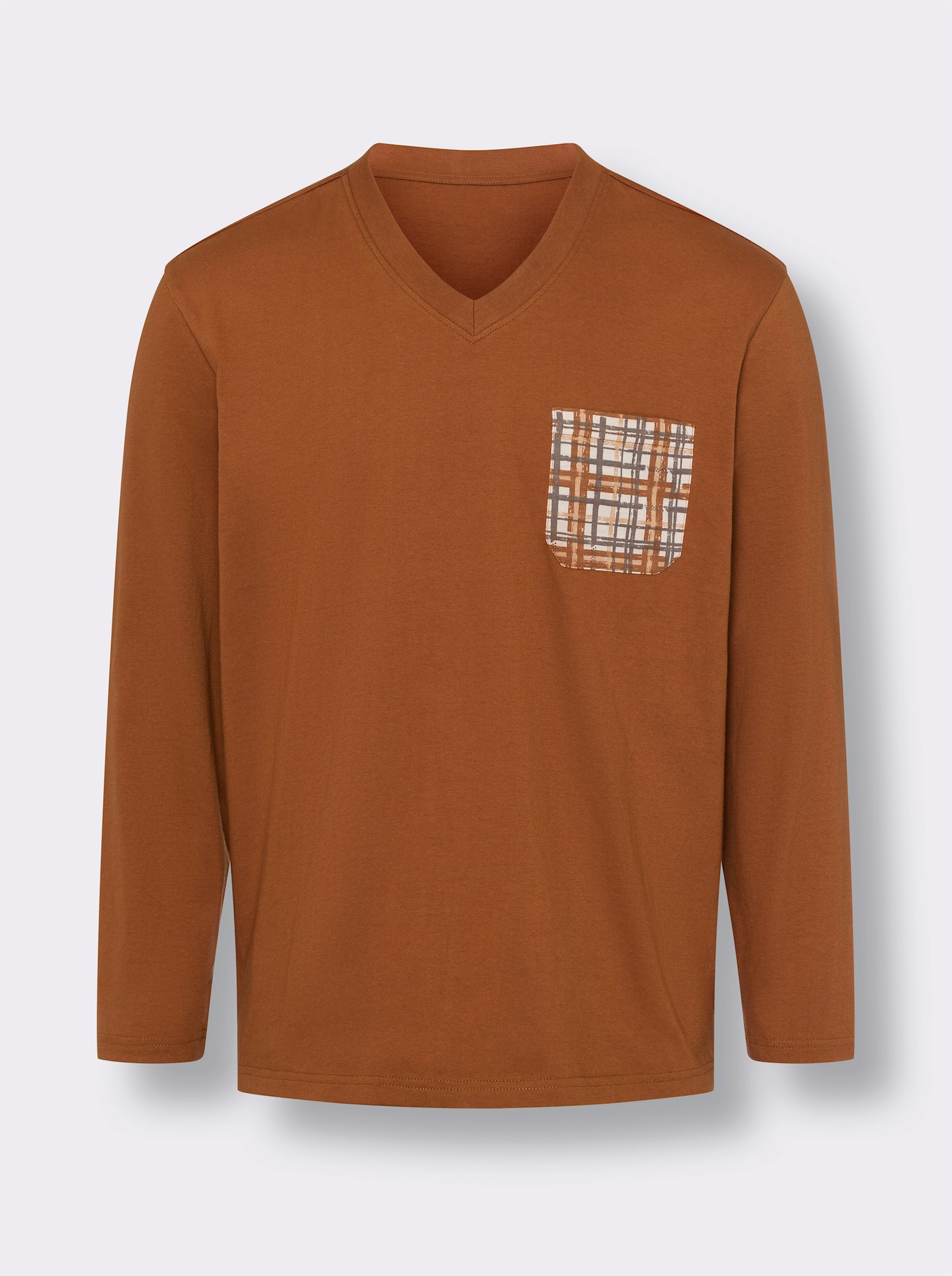 Pyjama met ruitprint - cognac geprint