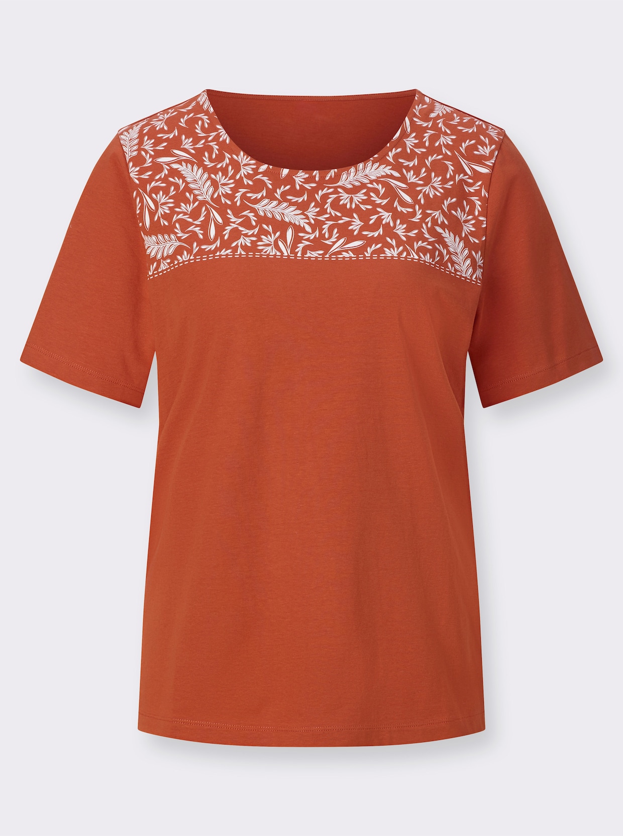 Shirt met korte mouwen - roestrood/ecru
