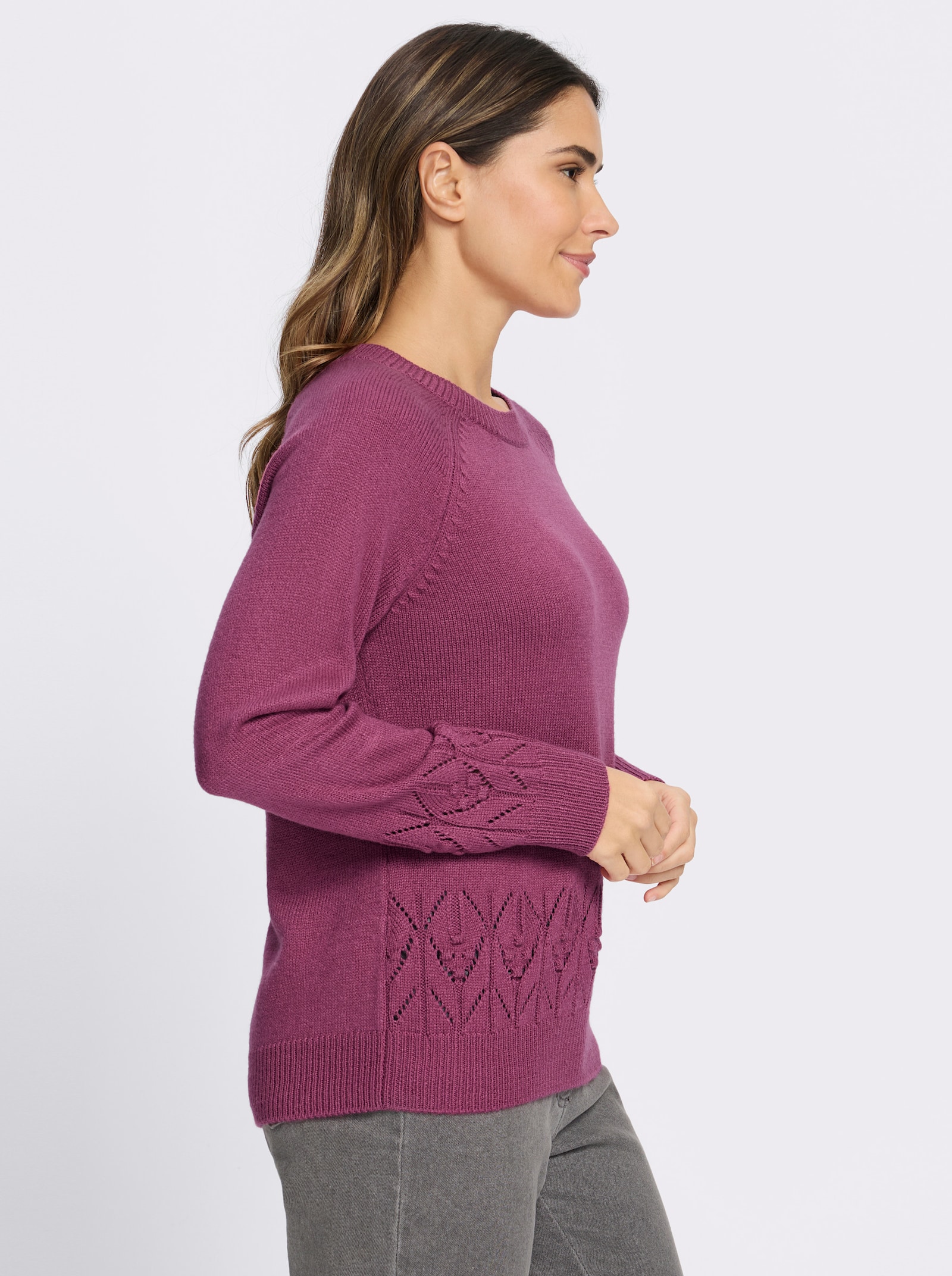 Langarm-Pullover mit Strickmuster im Vorderteil - erika