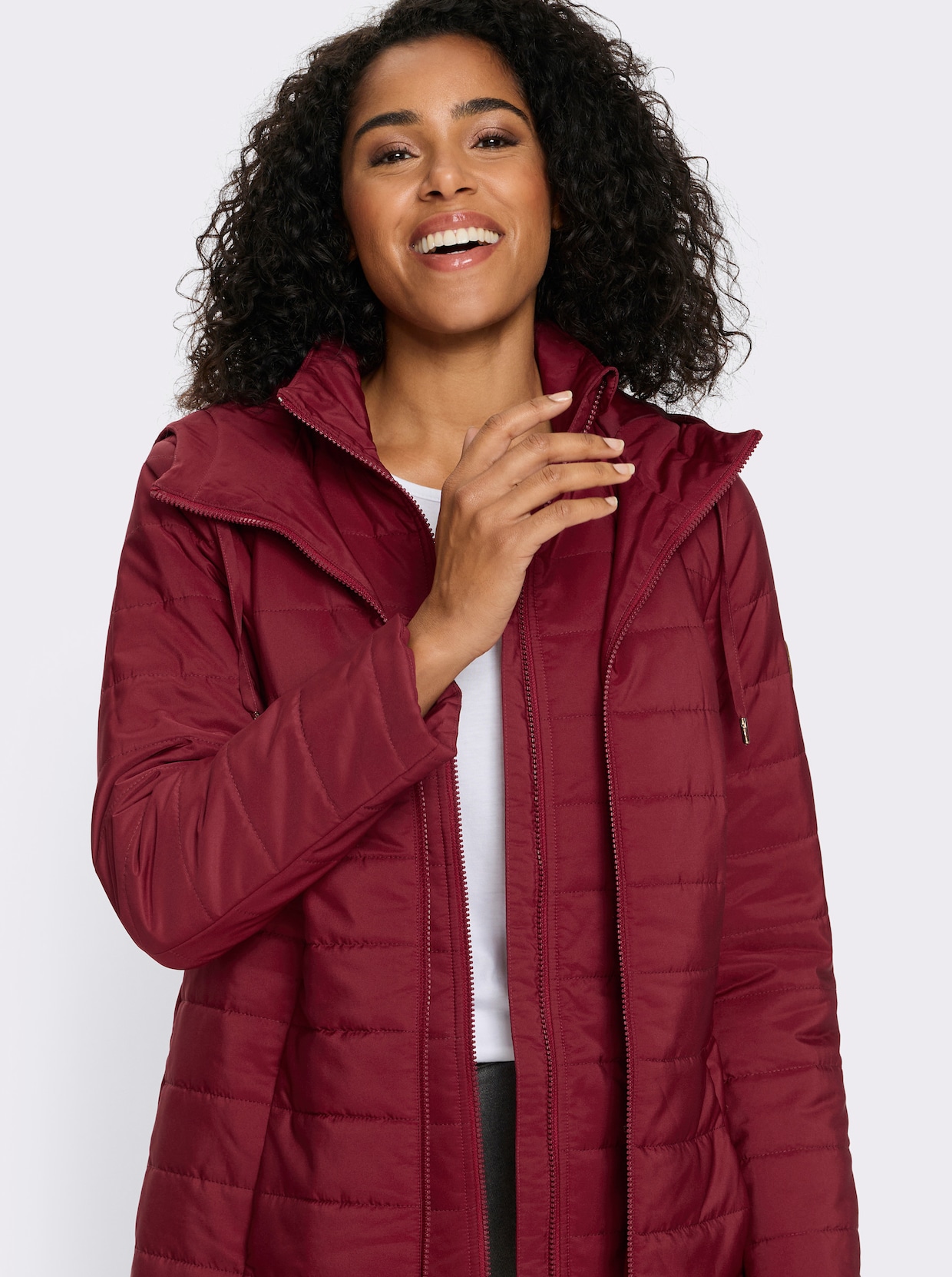 Longjacke in 2-in-1-Optik - dunkelrot