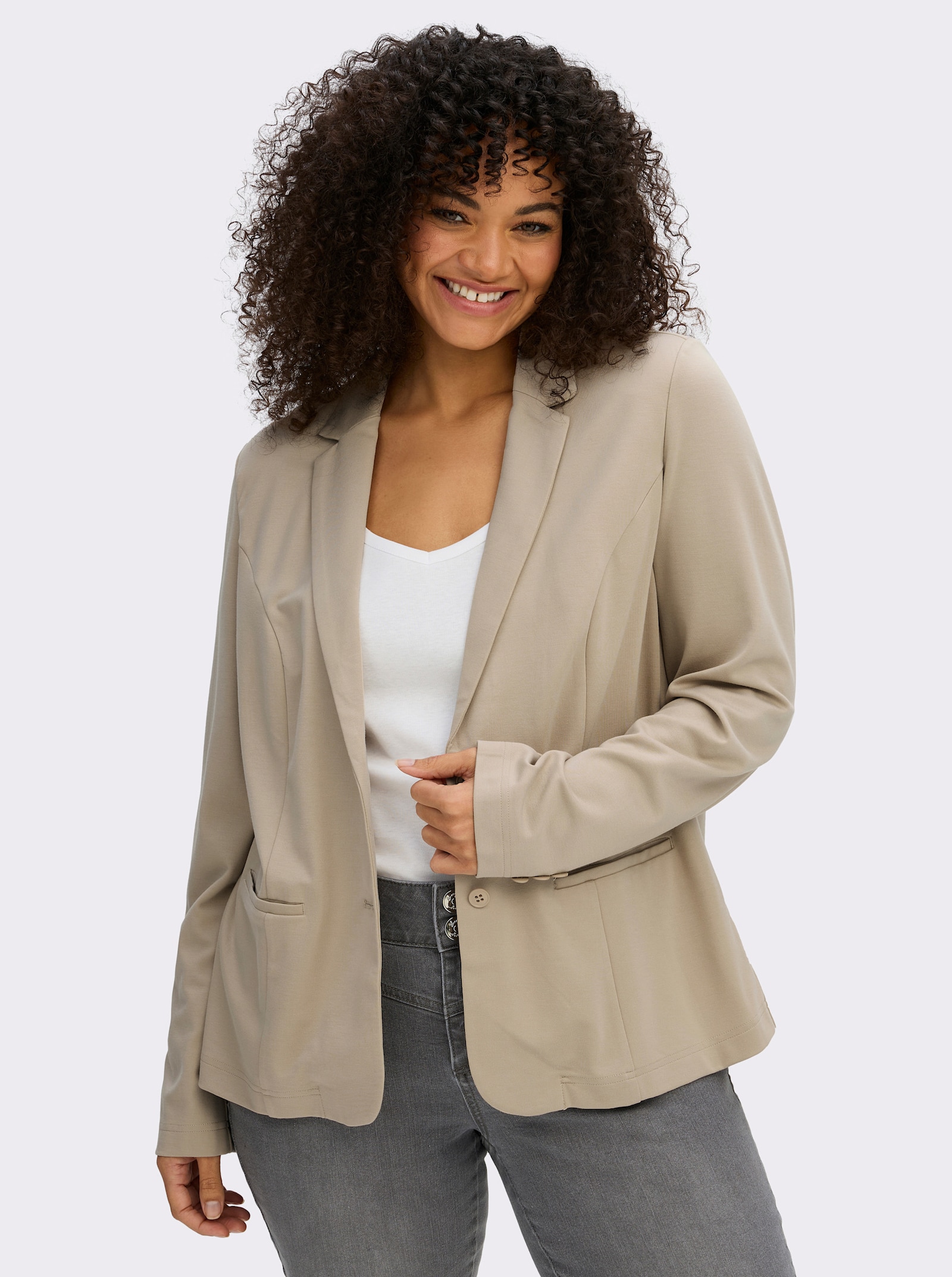  Jerseyblazer in Interlock-Qualität - beige