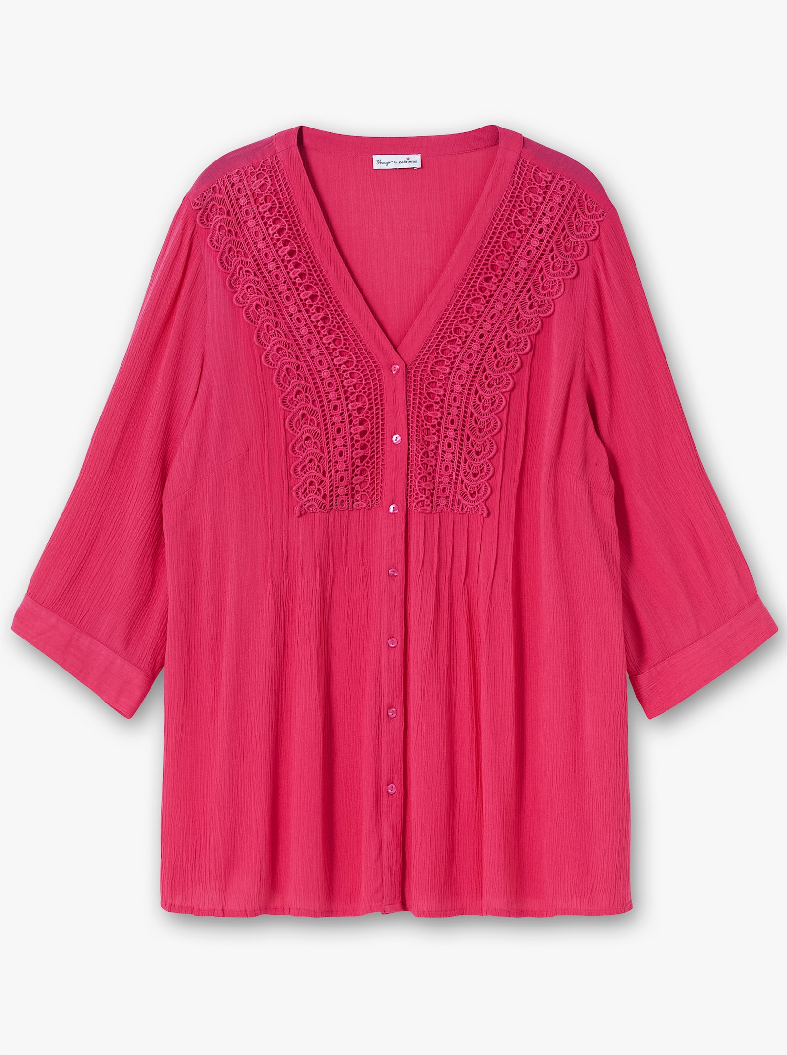 sheego by Joe Browns Crêpebluse mit Biesen und Häkelspitze - pink