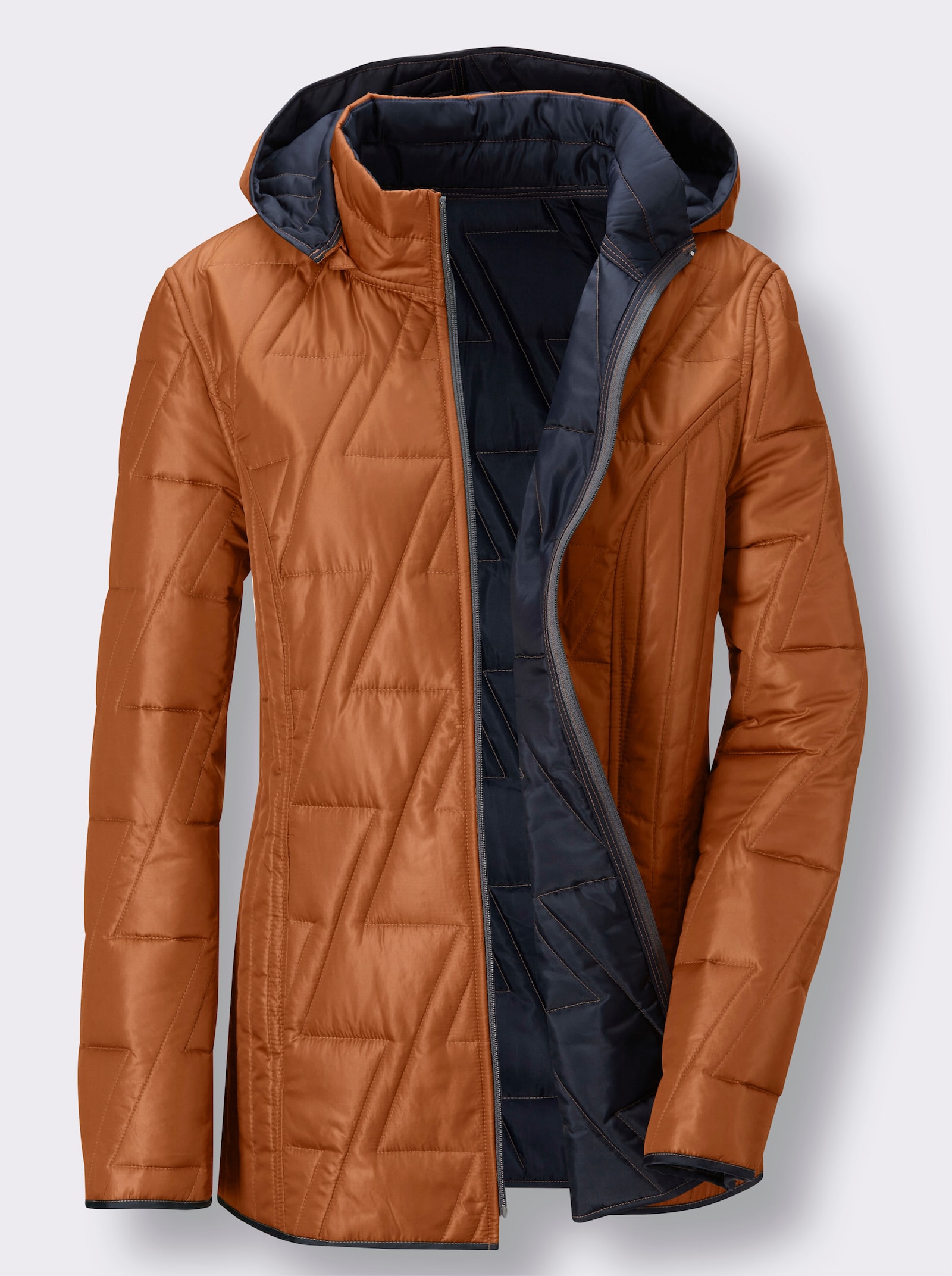Wendejacke mit Kapuze, abzippbar - cognac