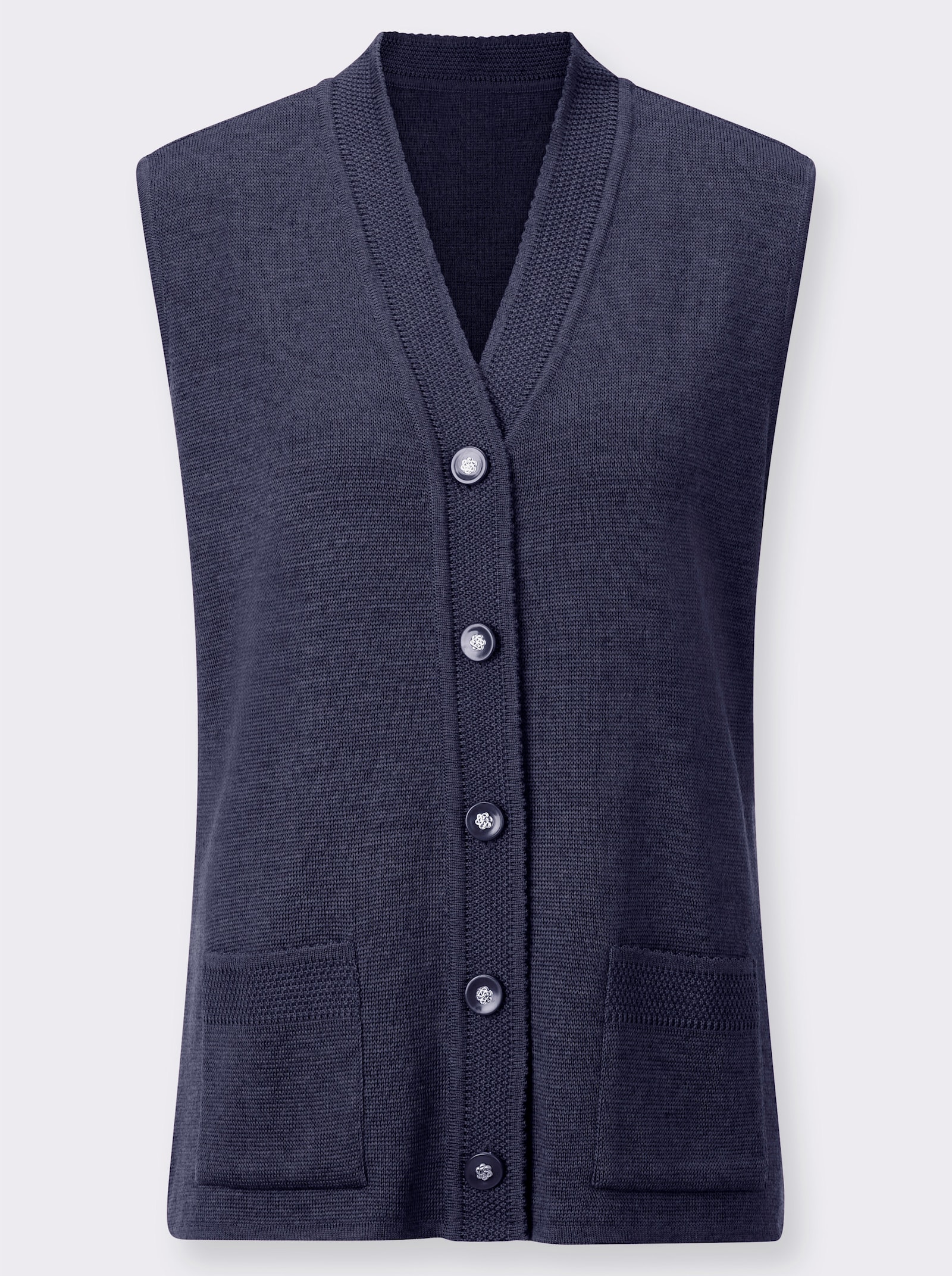 Mouwloos vest met merinowol - marine