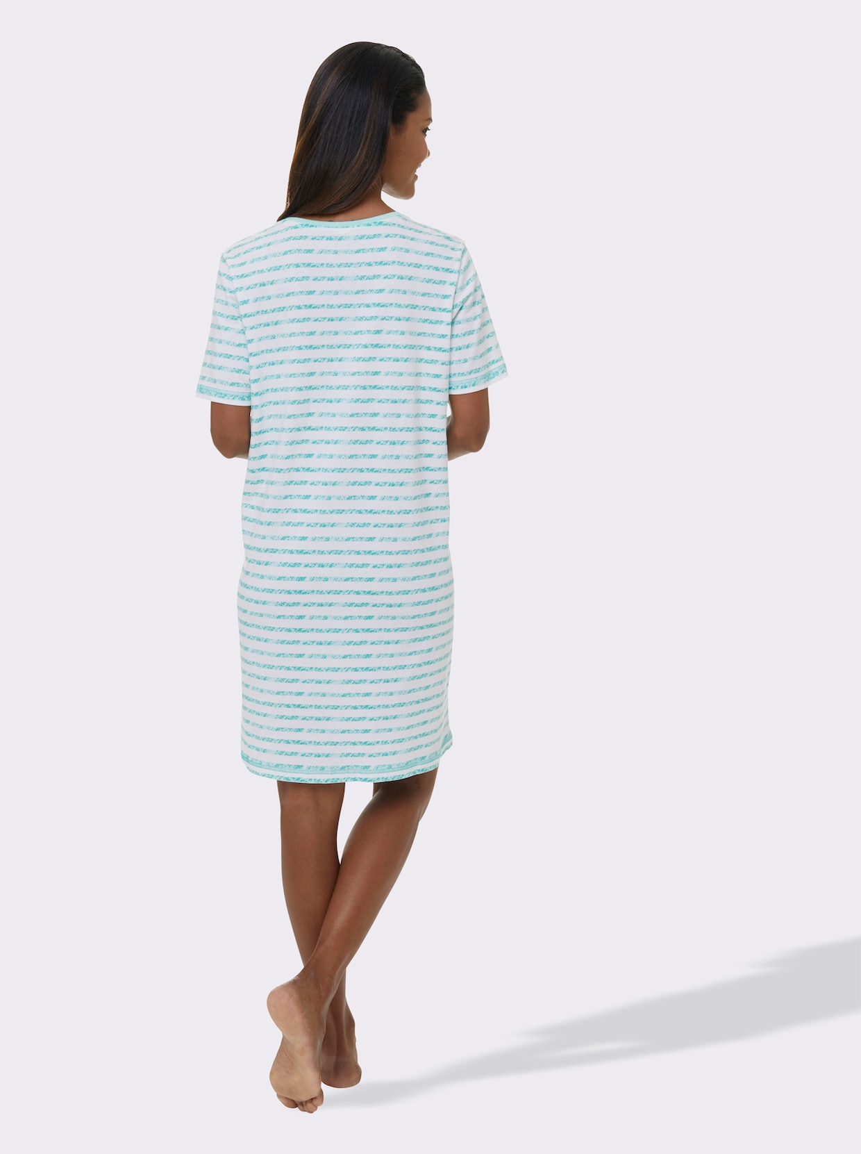 wäschepur Kurzarm-Sleepshirts - mint + mint-gestreift