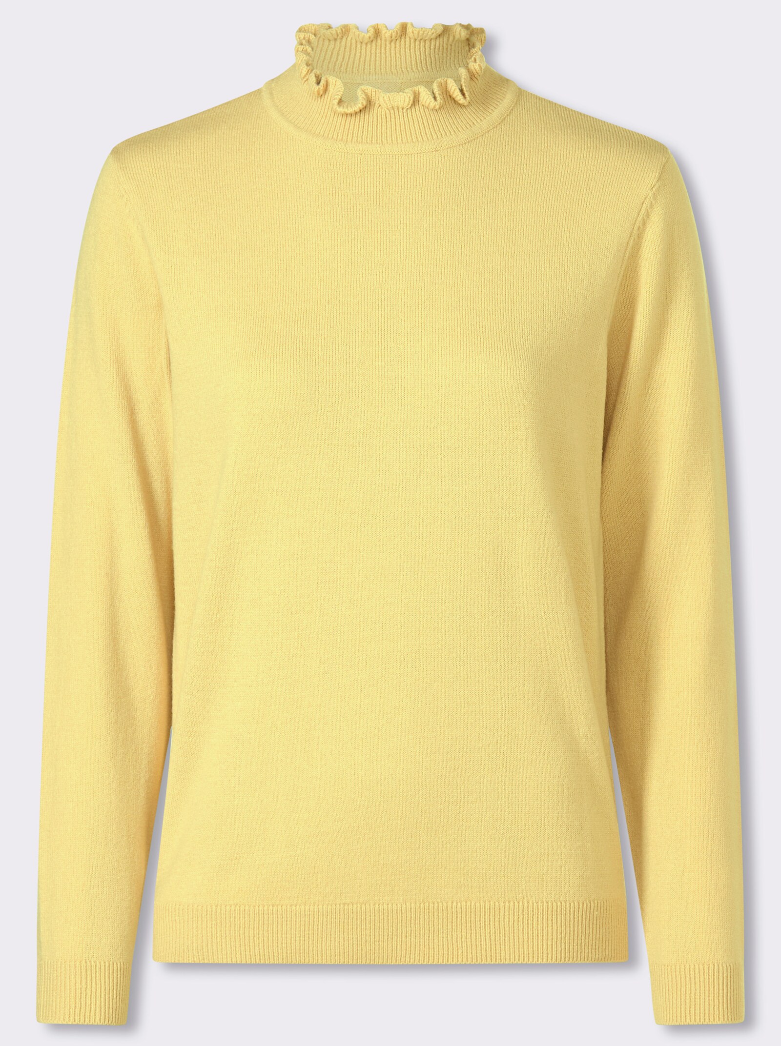 Stehkragenpullover in flauschiger Qualität - zitrone