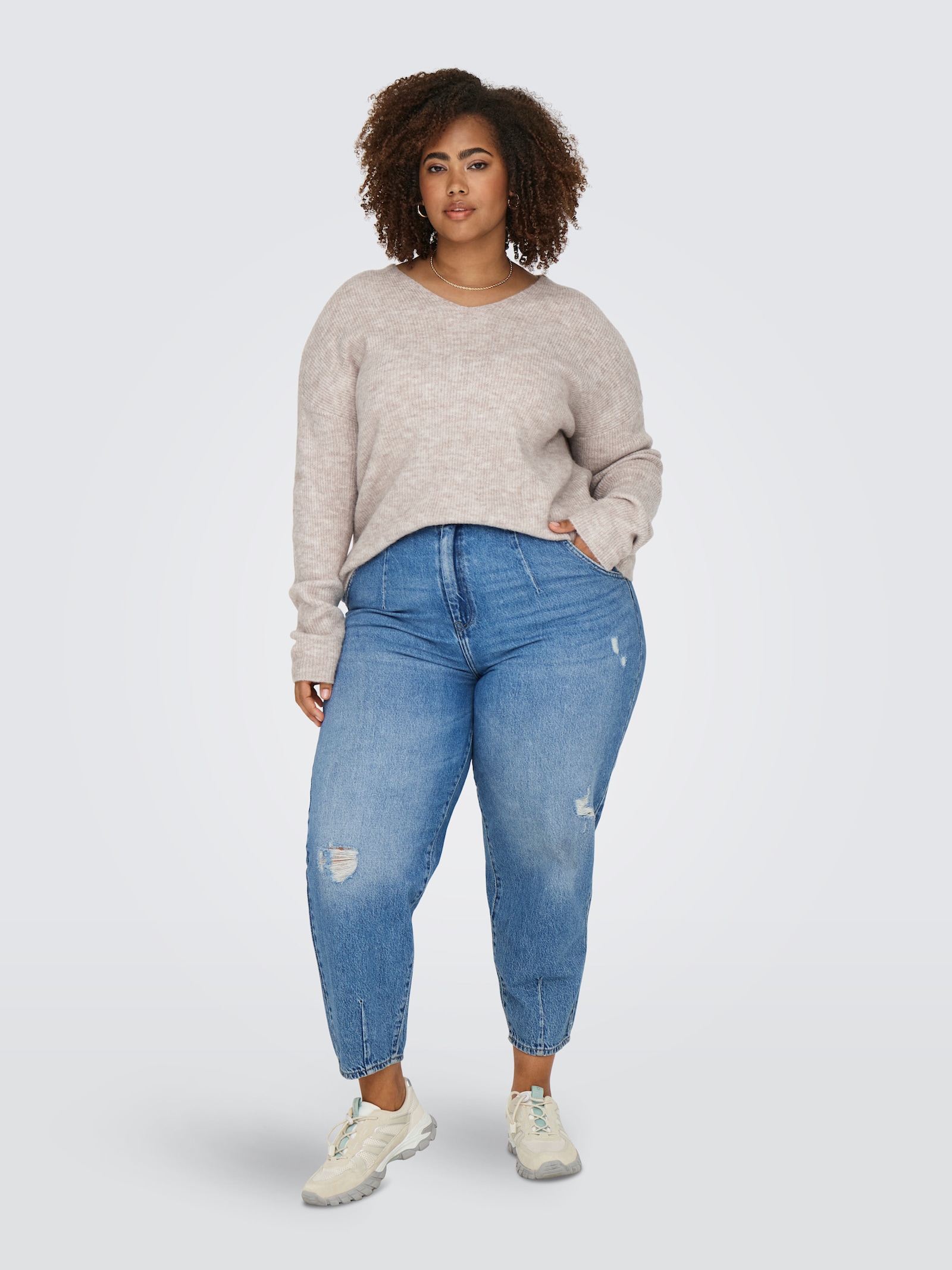 ONLY CARMAKOMA Strickpullover - pumice stone detail:melange