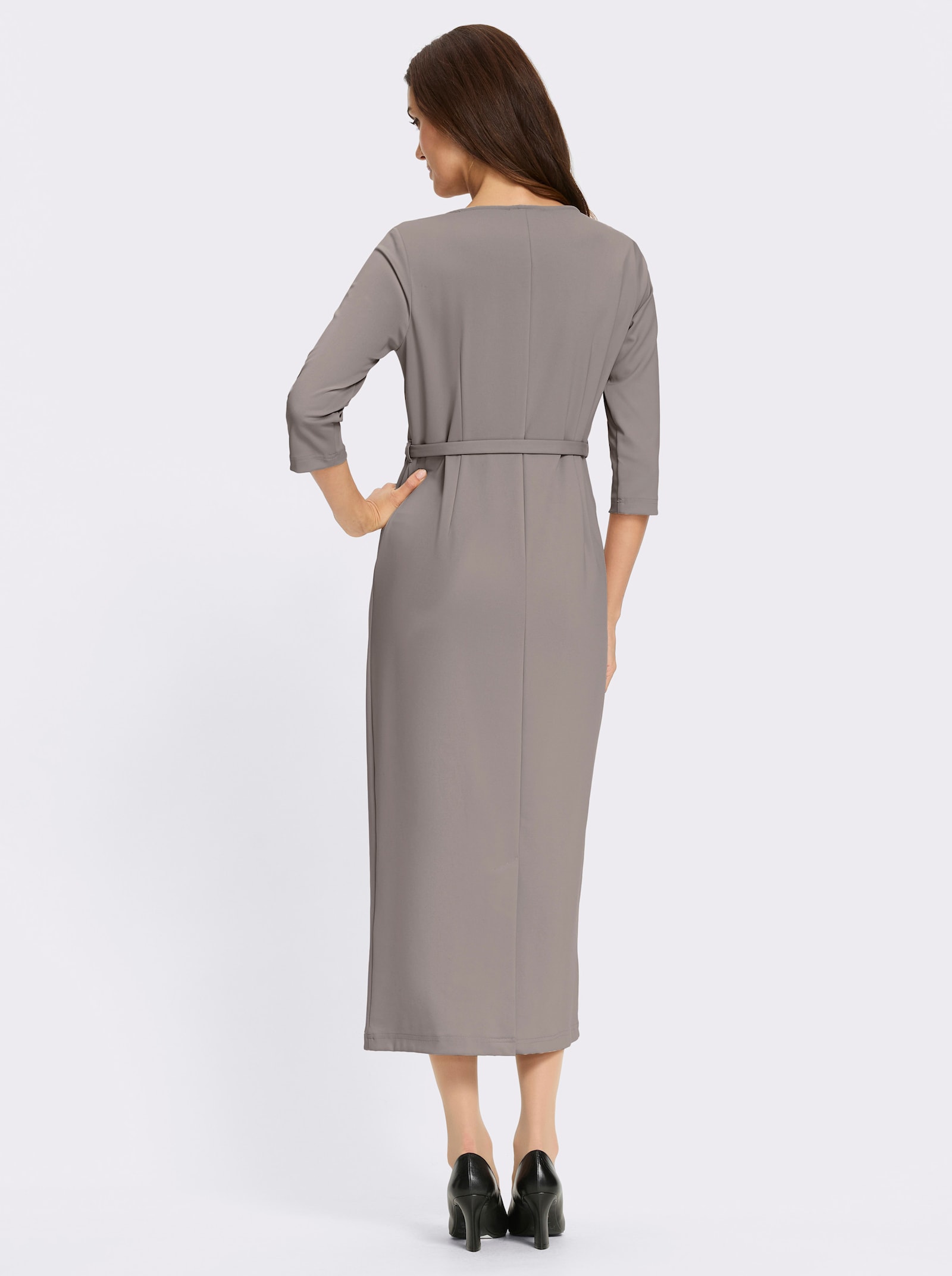 heine Jerseykleid mit Gehschlitz hinten - taupe