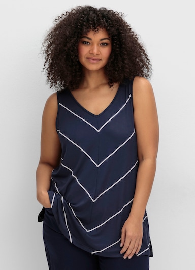 sheego Longtop mit Streifen, in leichter A-Linie - tiefblau-gestreift