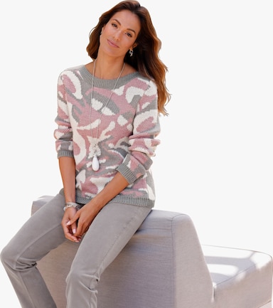 Jacquard-Pullover - hortensie-steingrau-gemustert