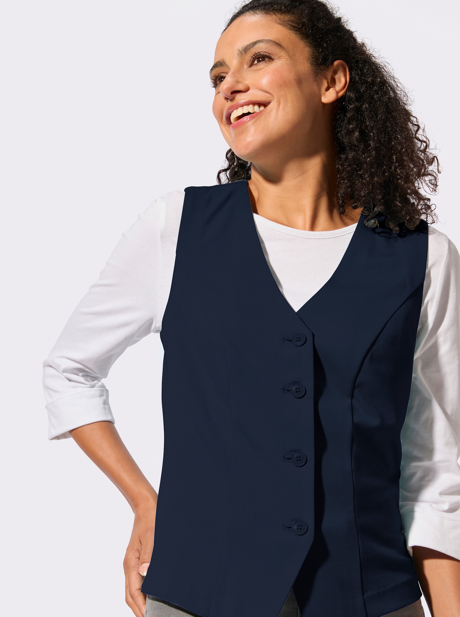 Anzugweste in Interlock-Qualität - dunkelblau