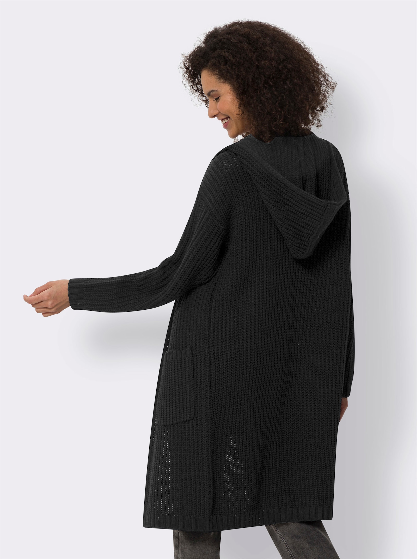 heine Strickmantel in verschlussloser Form - schwarz