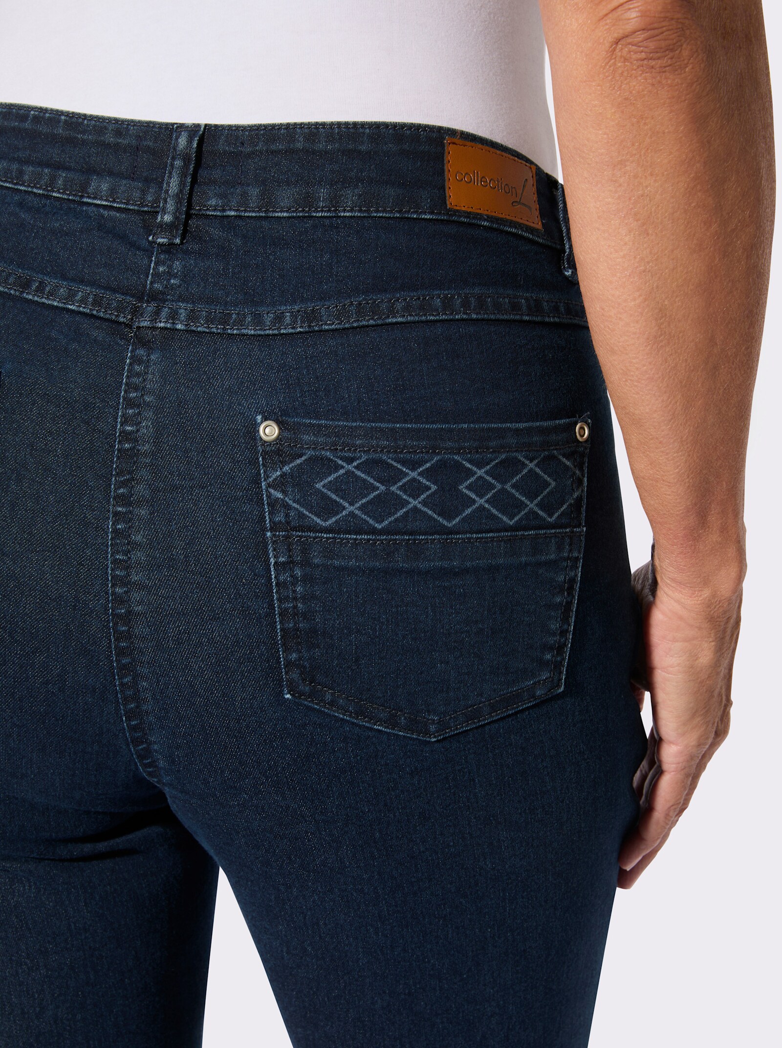 Jeans mit seitlichem Laser-Druckmuster - dunkelblau