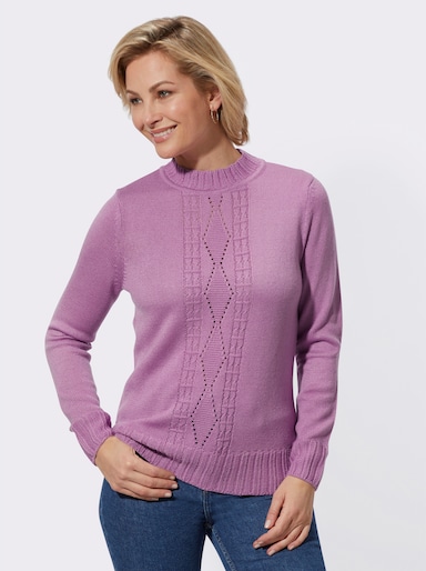 Stehkragenpullover mit Strickmuster - orchidee