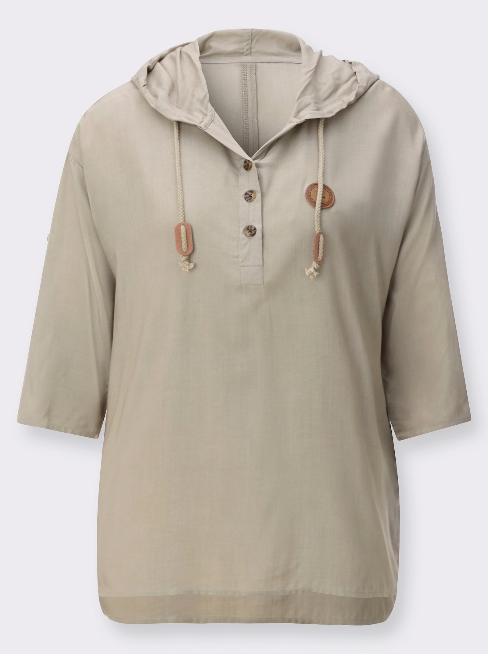 Longbluse mit krempelbaren Ärmeln - schlamm