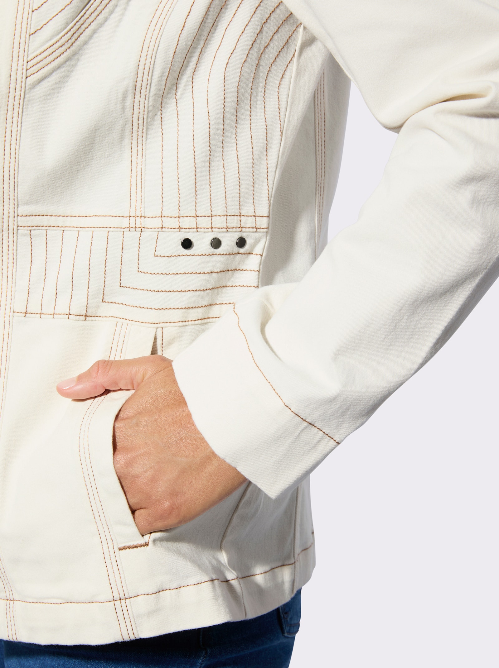 Jeansjack van twill - ecru