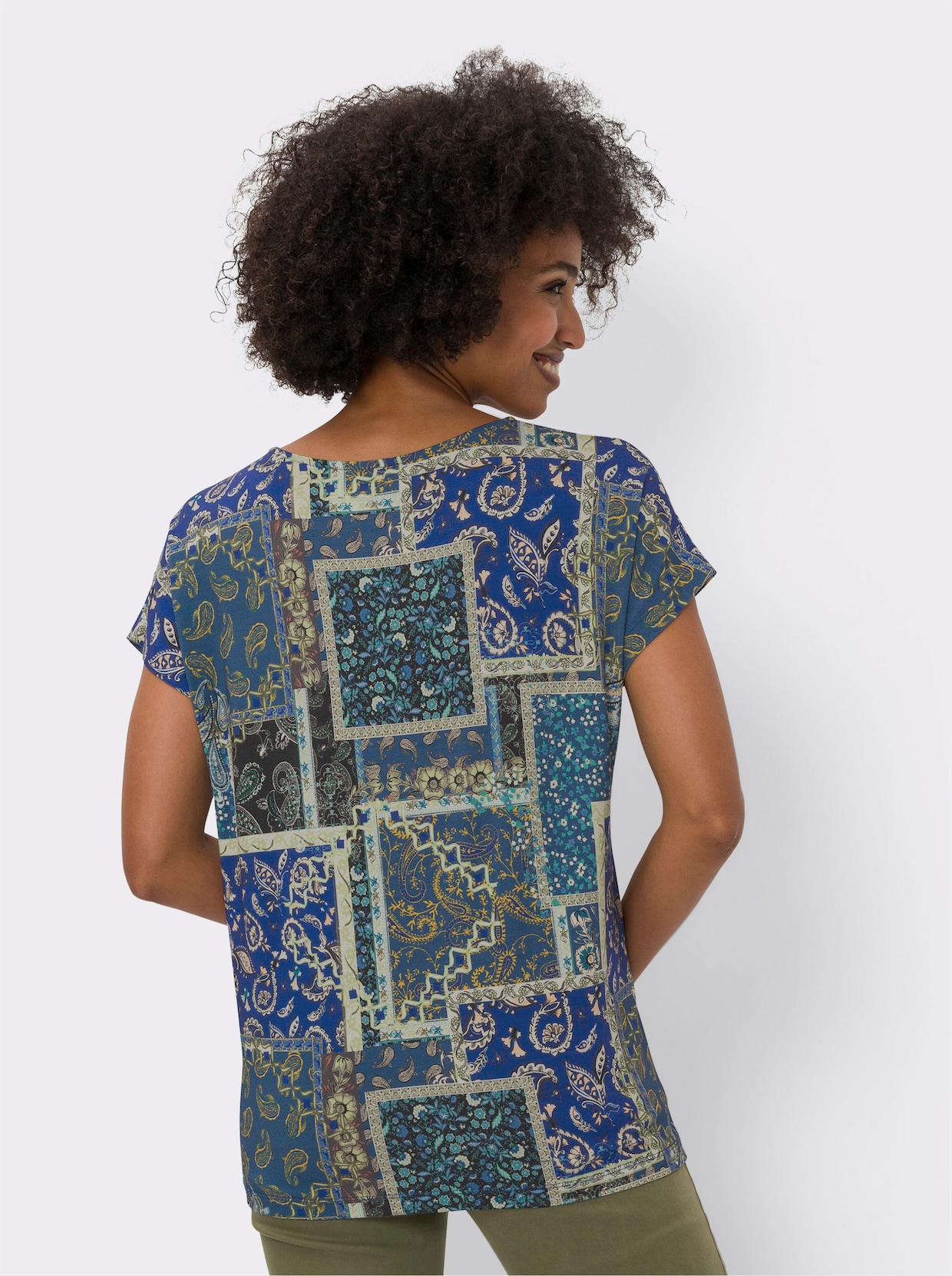 heine Print-Shirt - jeansblau-grün-bedruckt