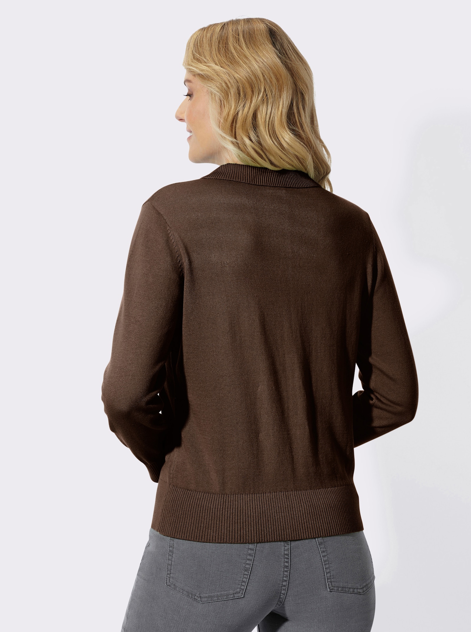 Polopullover mit kurzer Knopfleiste - schoko
