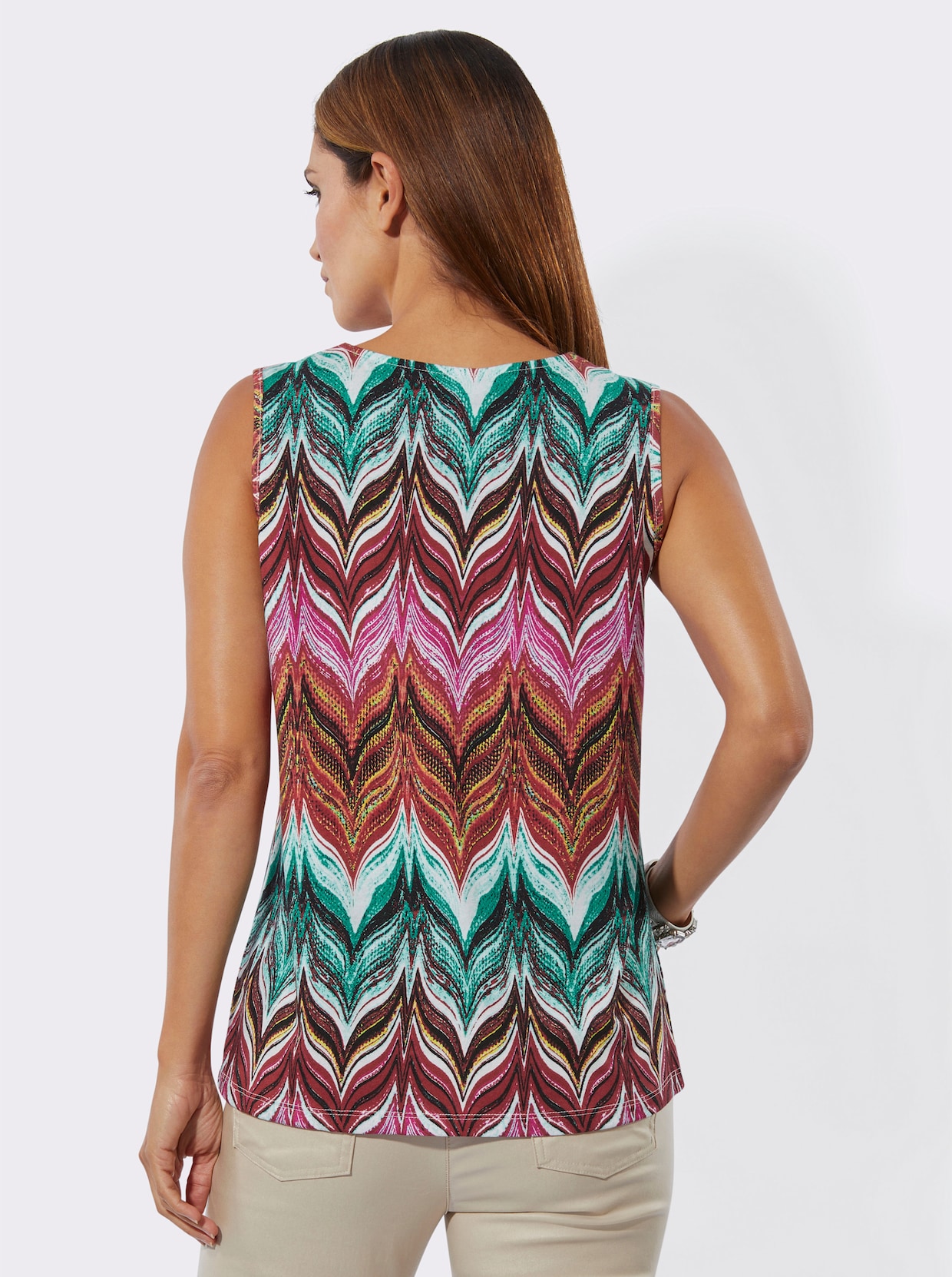 Shirttop mit Pailletten am Ausschnitt - erdbeere-mint-gemustert