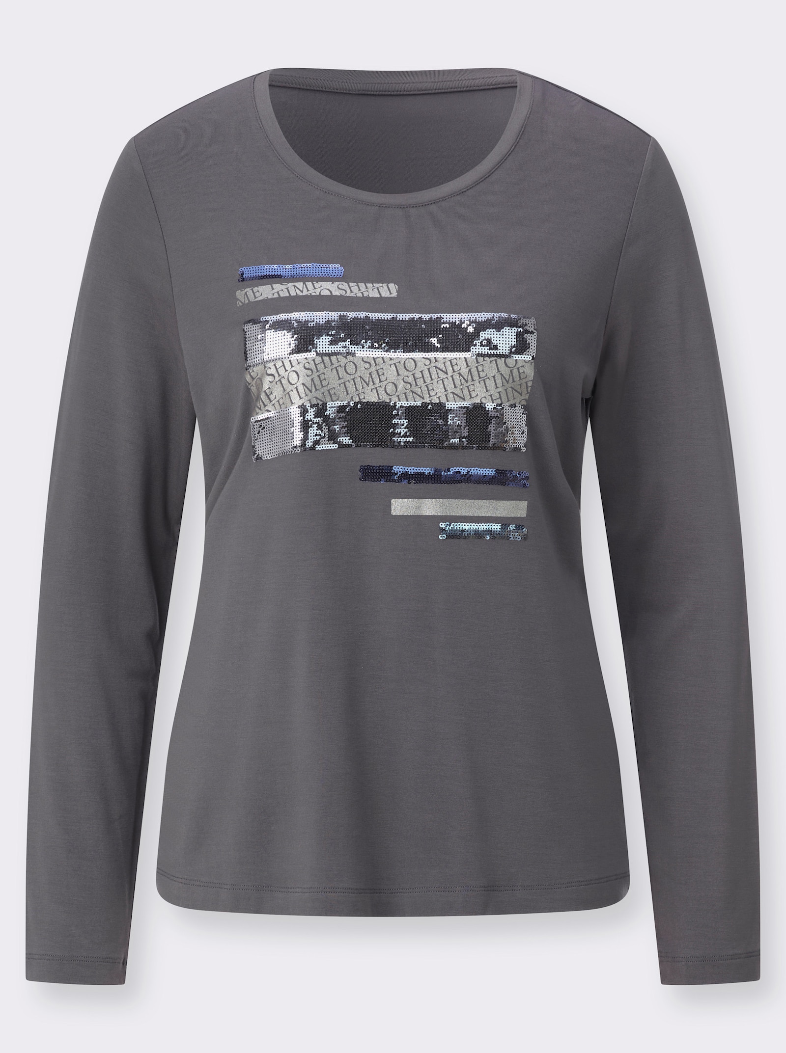 Langarmshirt mit funkelnden Pailletten - anthrazit