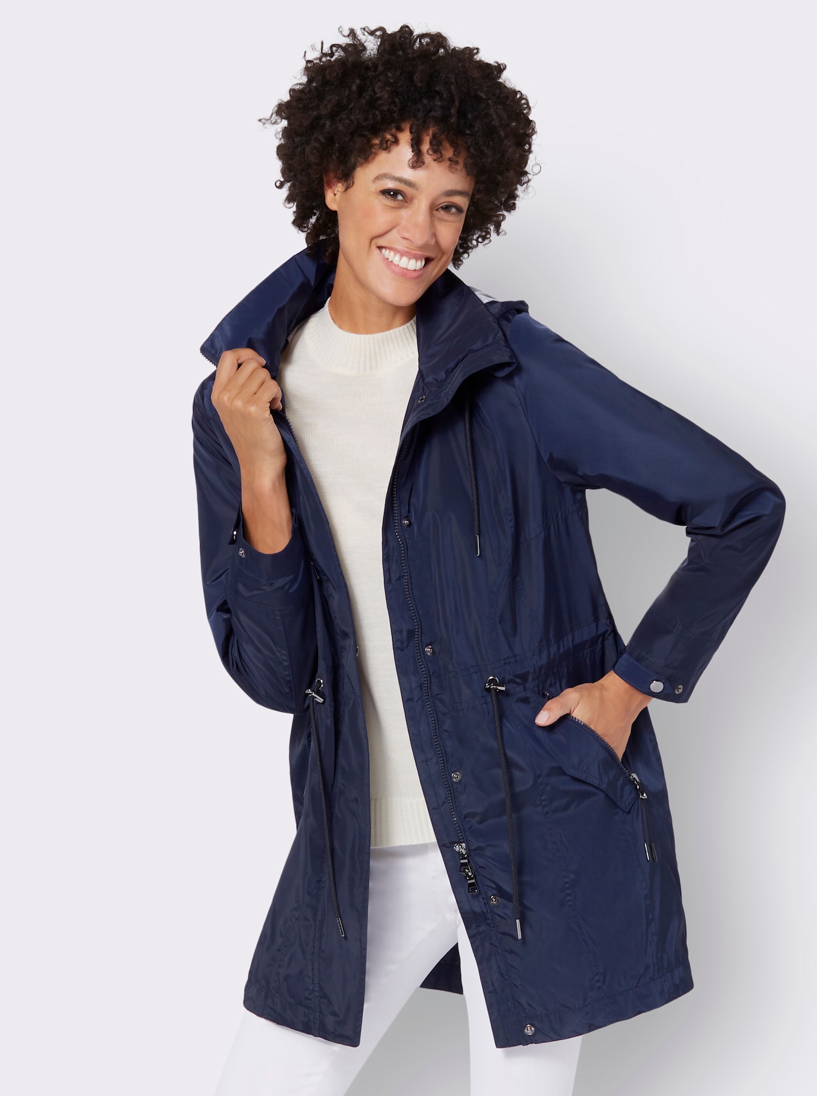 Parka mit Jerseyfutter in Melange-Optik - marine